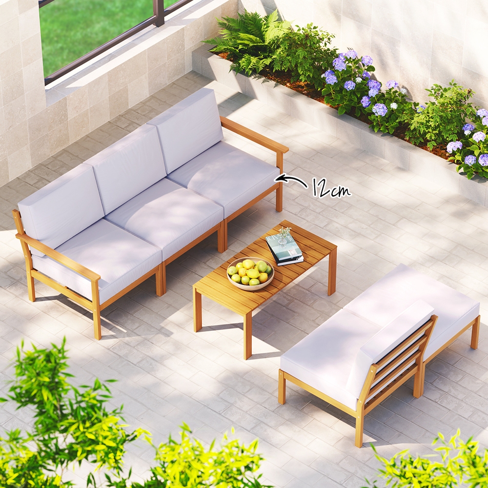 Gardeon 5-Seater Outdoor Sofa Set Wooden Lounge Setting 6PCS - Image 4