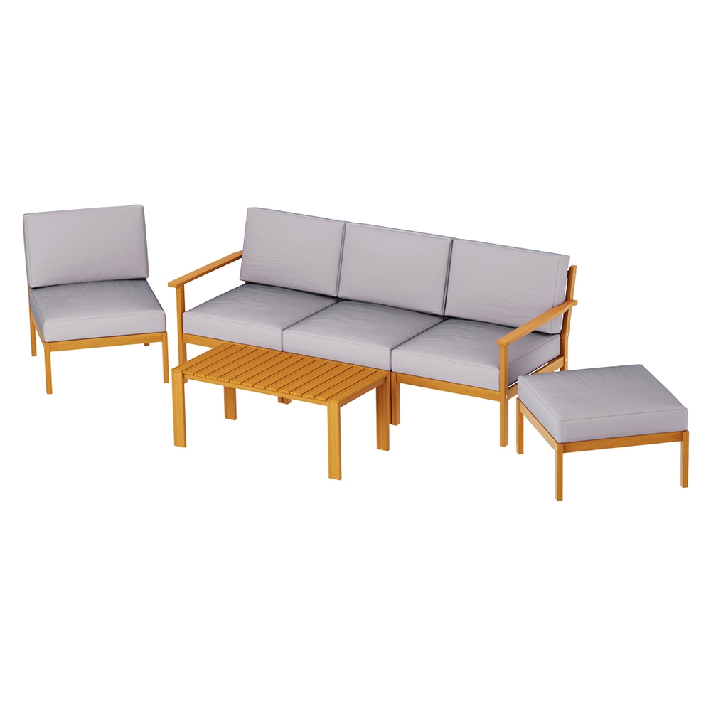 Gardeon 5-Seater Outdoor Sofa Set Wooden Lounge Setting 6PCS - Image 7
