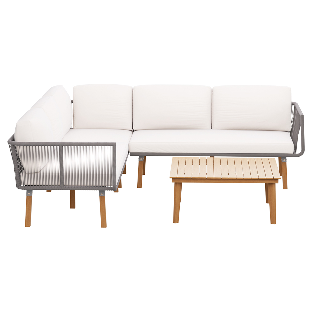 Gardeon 5-Seater Outdoor Sofa Set Wooden Lounge Setting Aluminum - Image 3