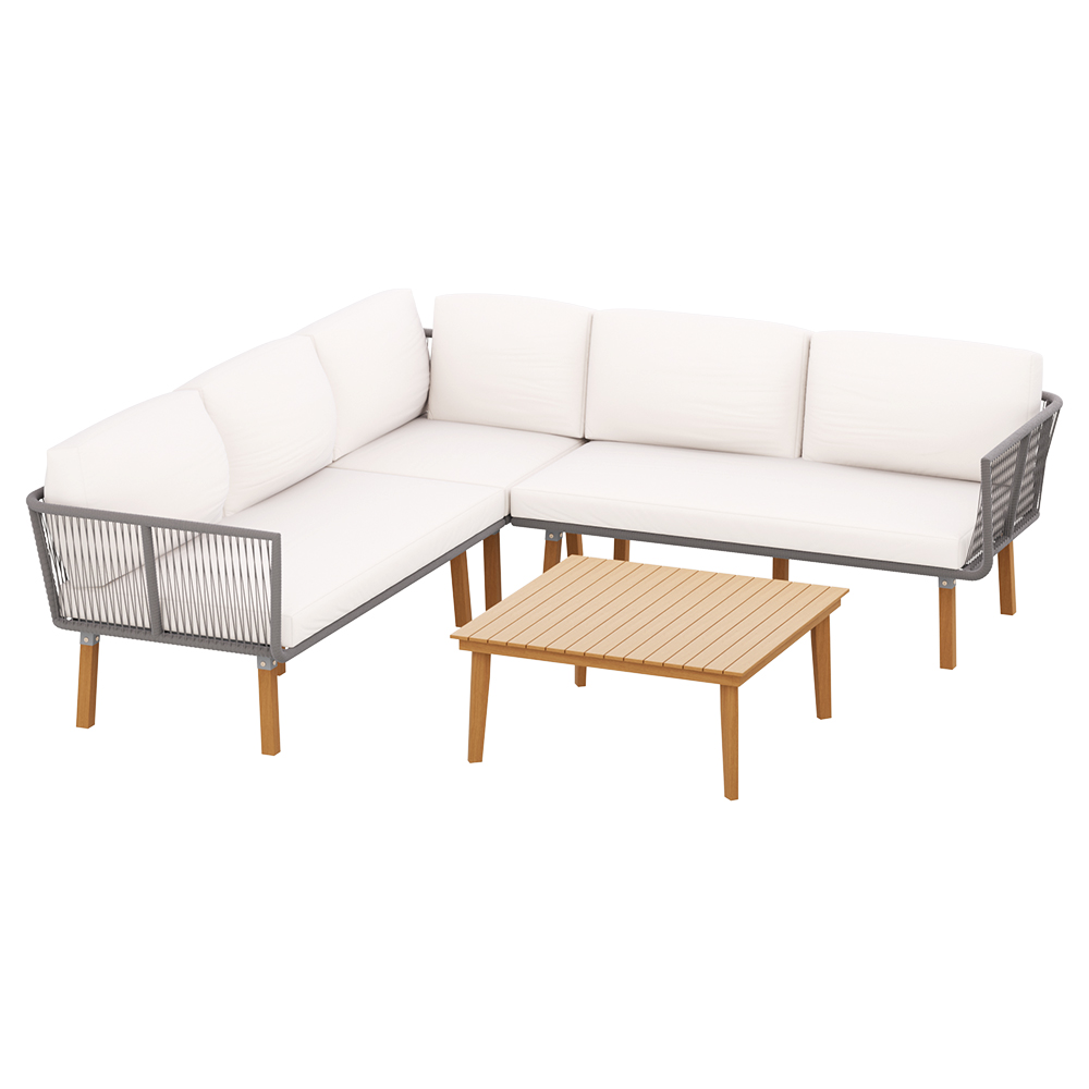 Gardeon 5-Seater Outdoor Sofa Set Wooden Lounge Setting Aluminum - Image 5