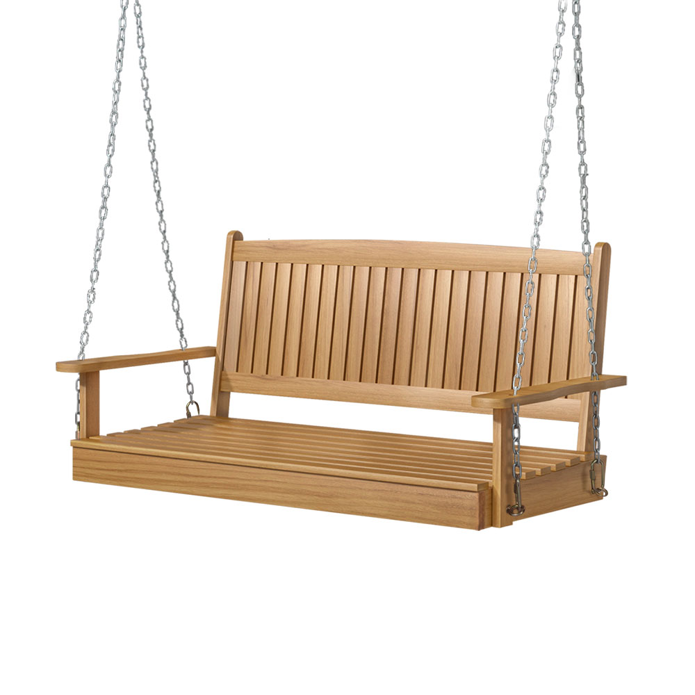 Gardeon Porch Swing Chair With Chain Outdoor Furniture Wooden Bench 2 Seat Teak - Image 1