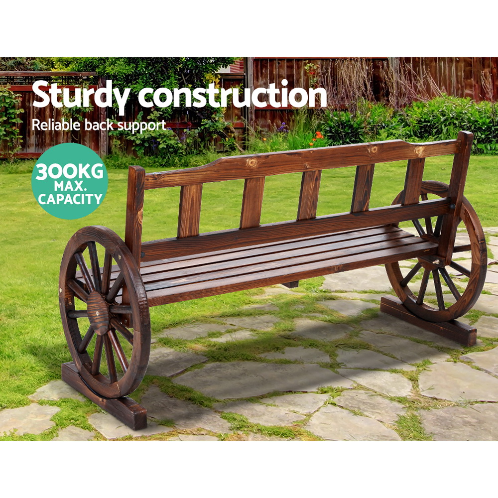 Gardeon Outdoor Garden Bench Wooden 3 Seater Wagon Chair Lounge Patio Furniture - Image 6