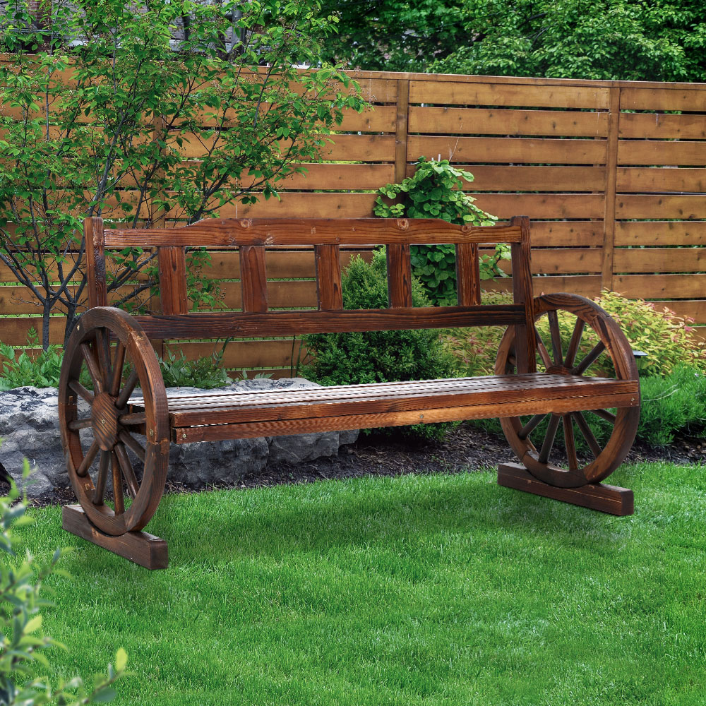 Gardeon Outdoor Garden Bench Wooden 3 Seater Wagon Chair Lounge Patio Furniture - Image 8
