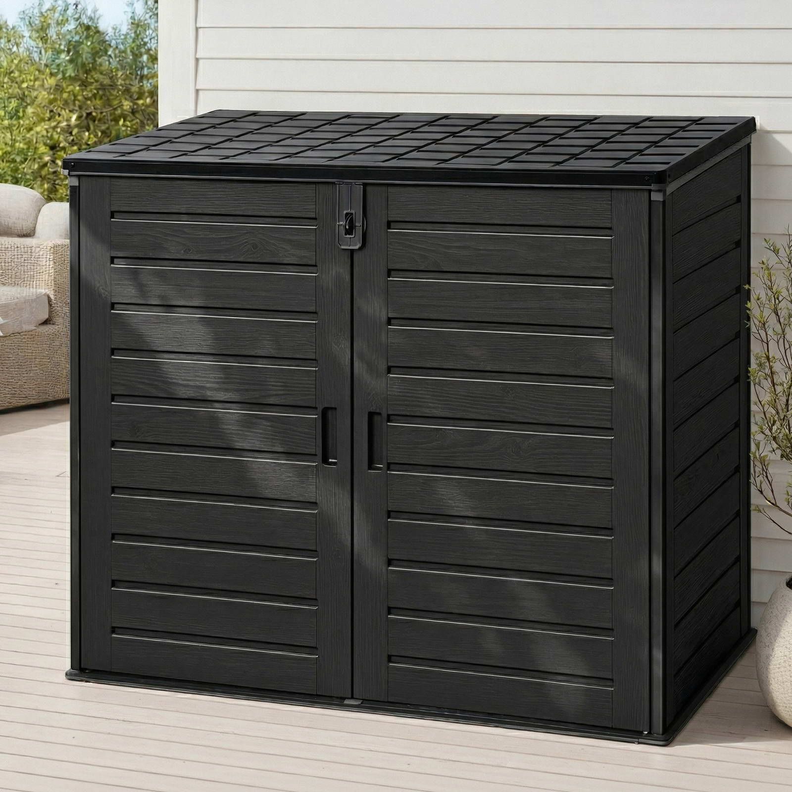 Gardeon Outdoor Storage Box 1170L Container Lockable Cabinet Tool Organizer Shed Black - Image 1
