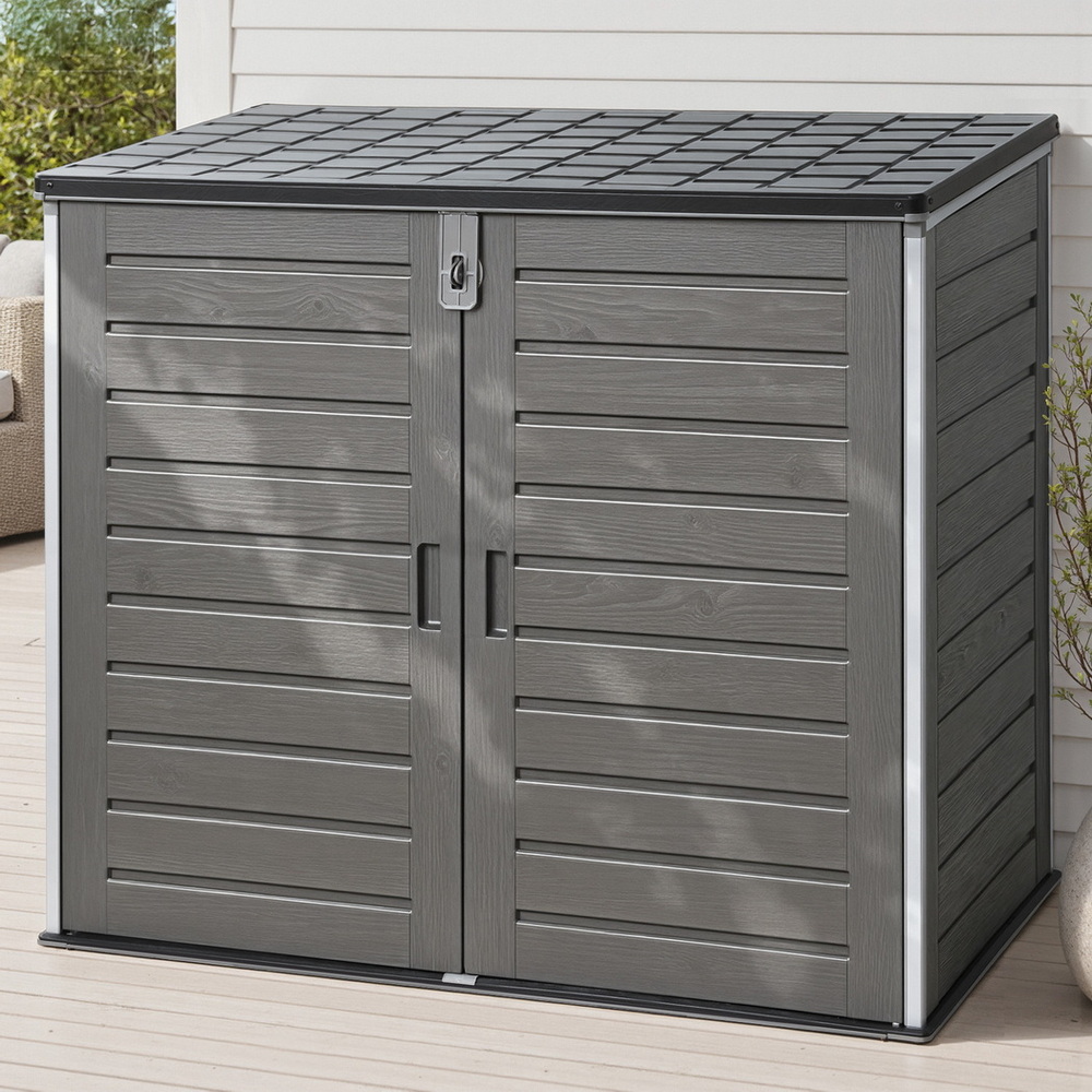 Gardeon Outdoor Storage Box 1170L Container Lockable Cabinet Tool Organizer Shed Grey - Image 1