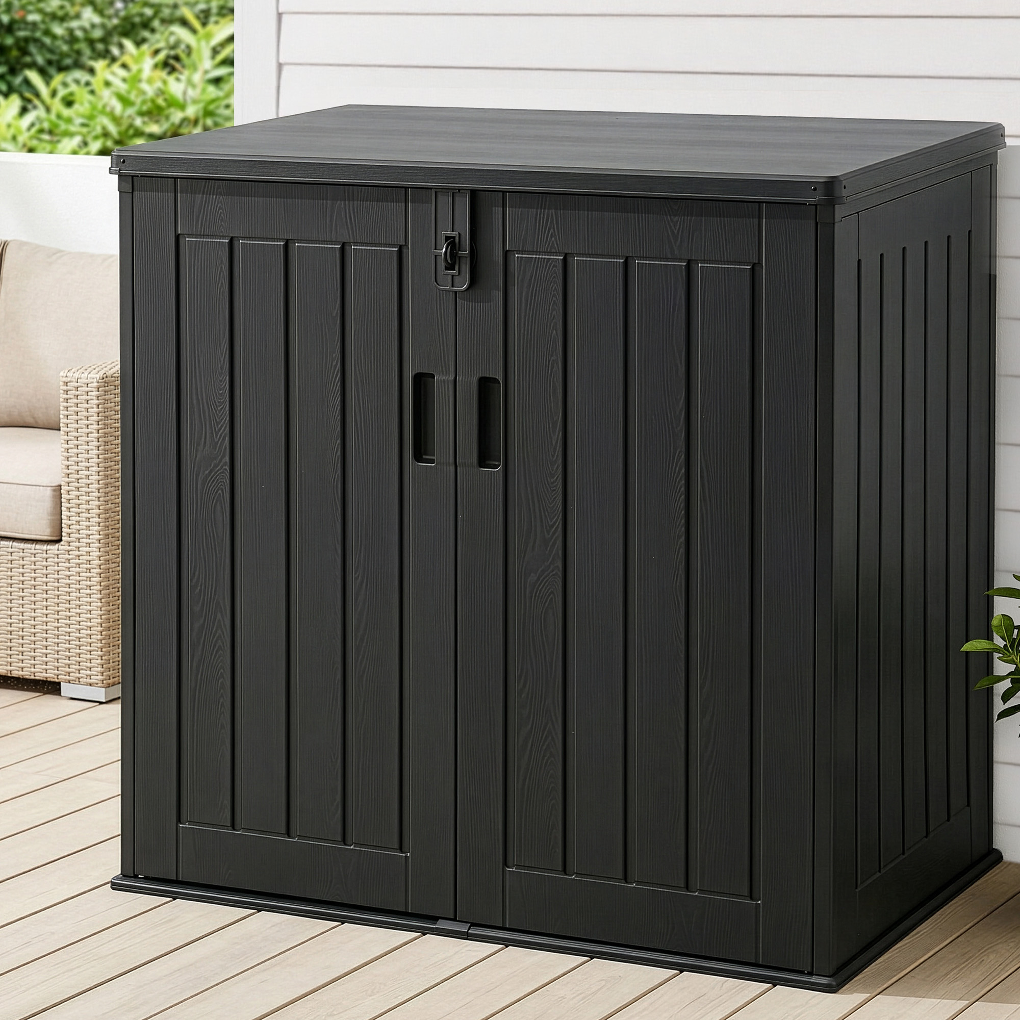 Gardeon Outdoor Storage Box 775L Container Lockable Cabinet Tool Organizer Shed Black - Image 1