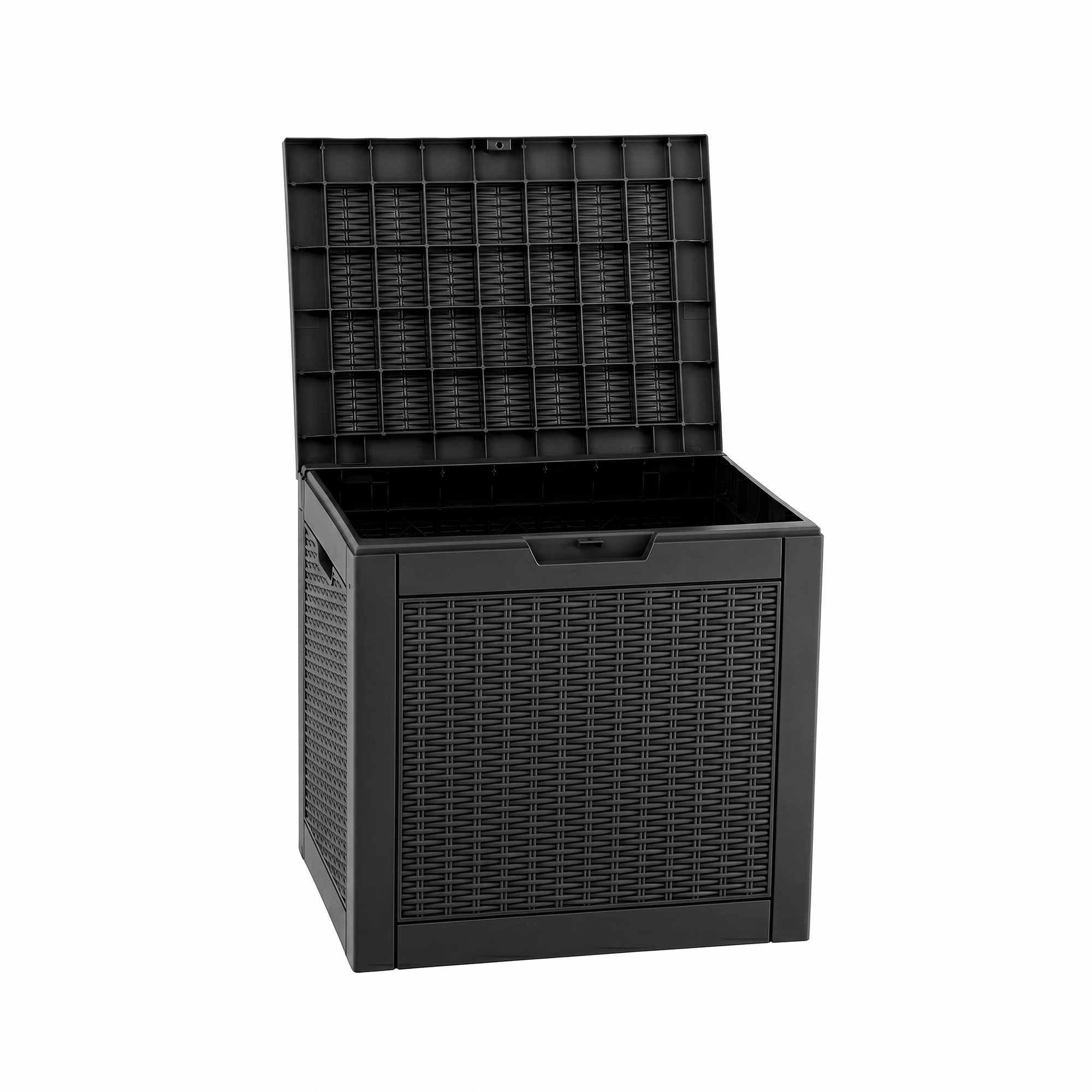 Gardeon Outdoor Storage Box 118L Container Lockable Garden Toy Tool Rattan-Texture Black - Image 2