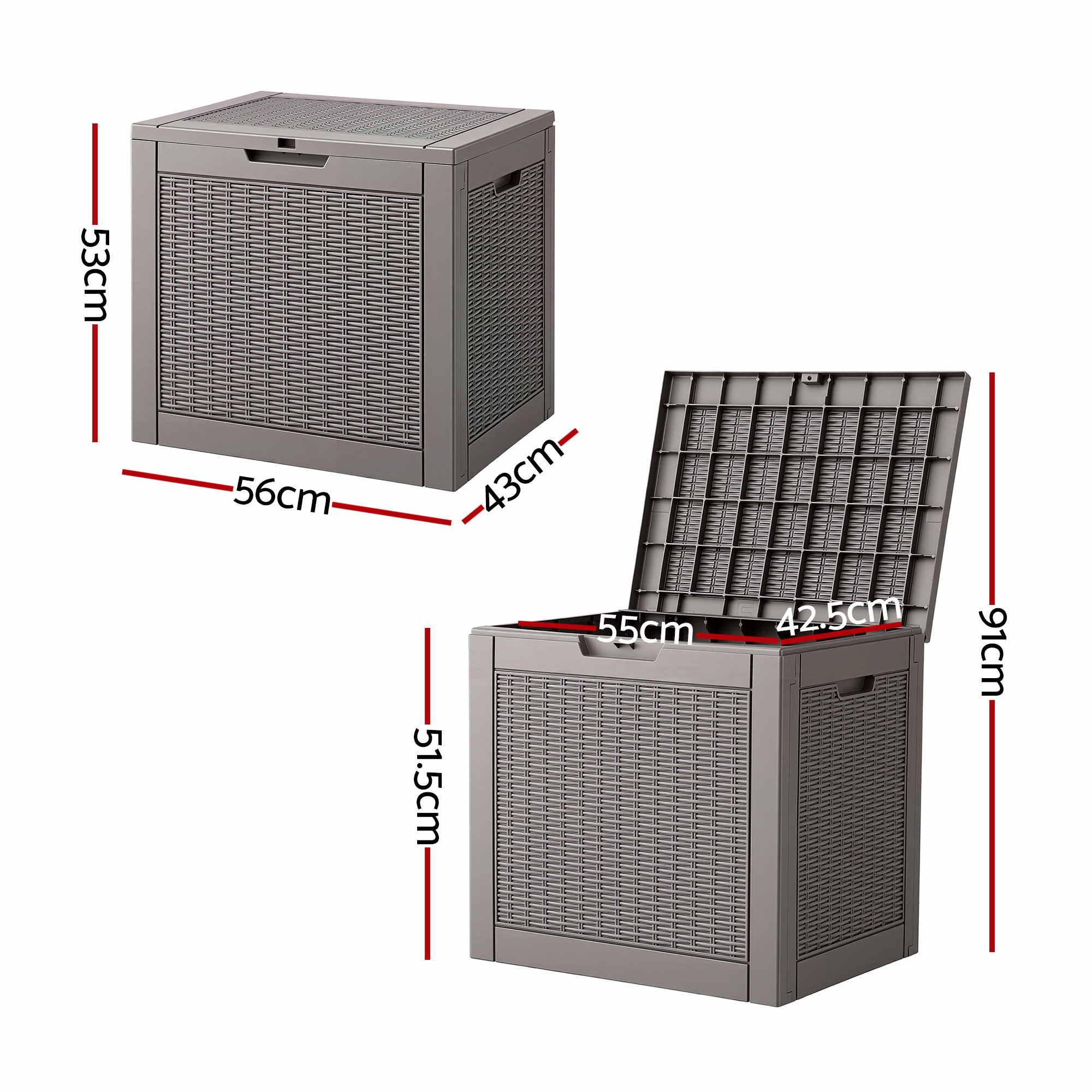 Gardeon Outdoor Storage Box 118L Container Lockable Garden Toy Tool Rattan-Texture Brown - Image 2