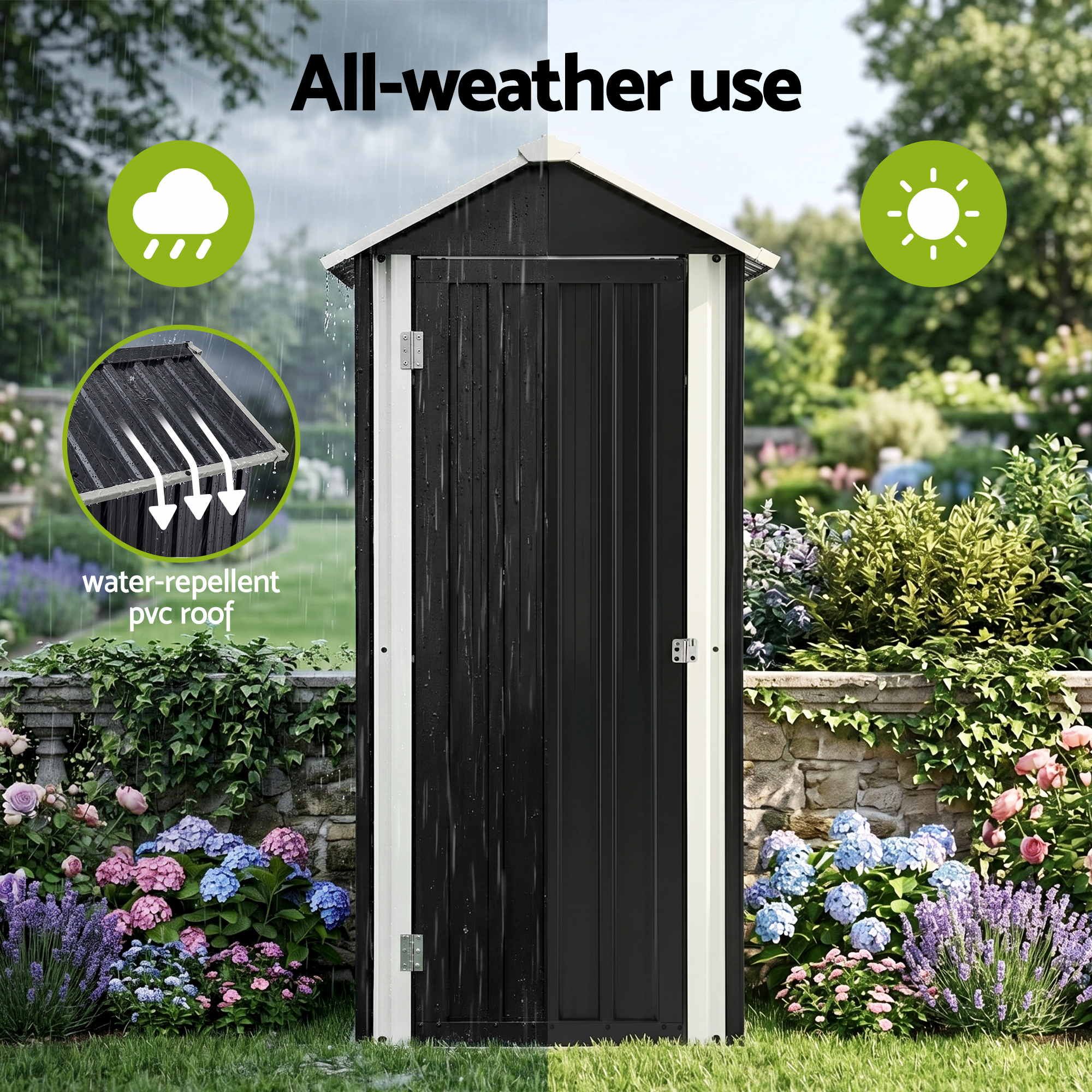 Gardeon Outdoor Storage Cabinet Garden Shed Steel Tool Lockable Cupboard Adjustable Shelves - Image 8