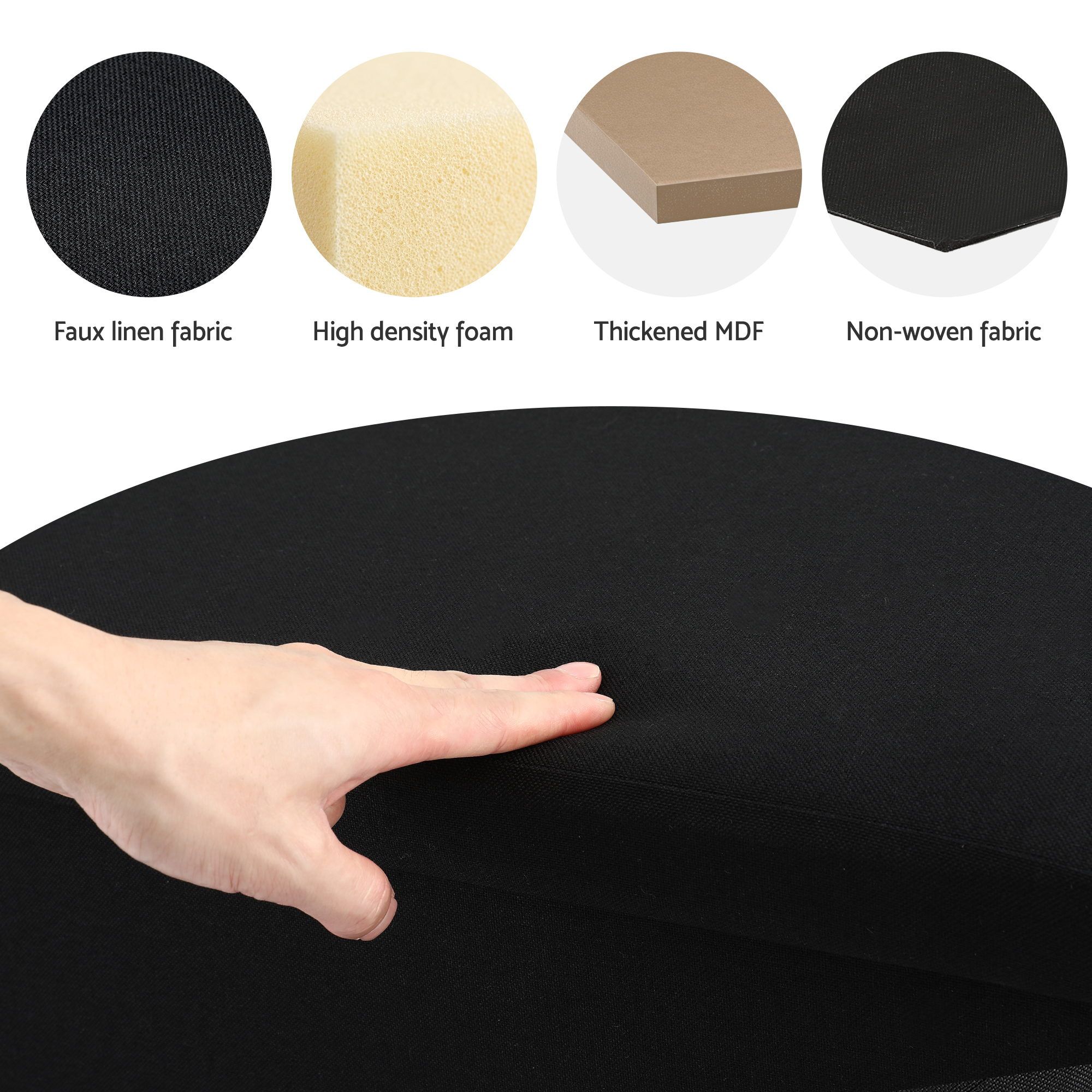 Artiss Storage Ottoman Bench Folding Blanket Box Toy Organiser Foot Stool Black - Image 7