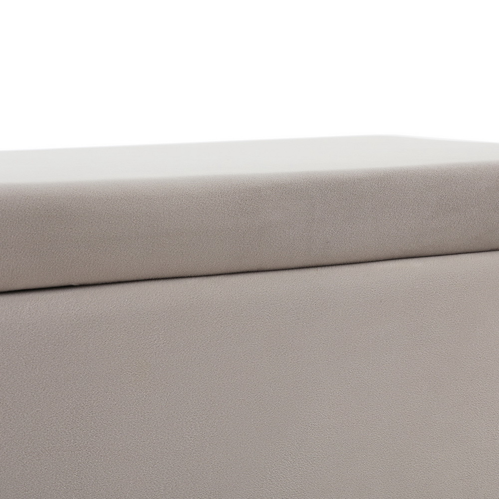 Artiss Storage Ottoman Blanket Box Table 97cm Velvet Taupe - Image 3