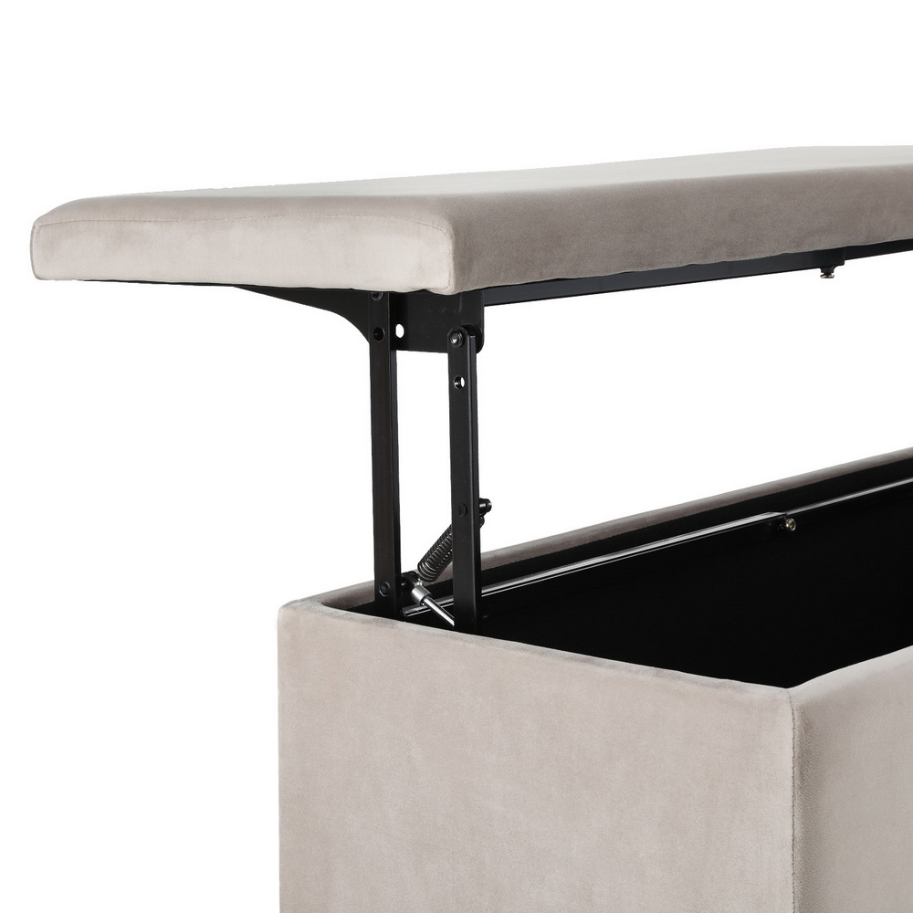 Artiss Storage Ottoman Blanket Box Table 97cm Velvet Taupe - Image 4