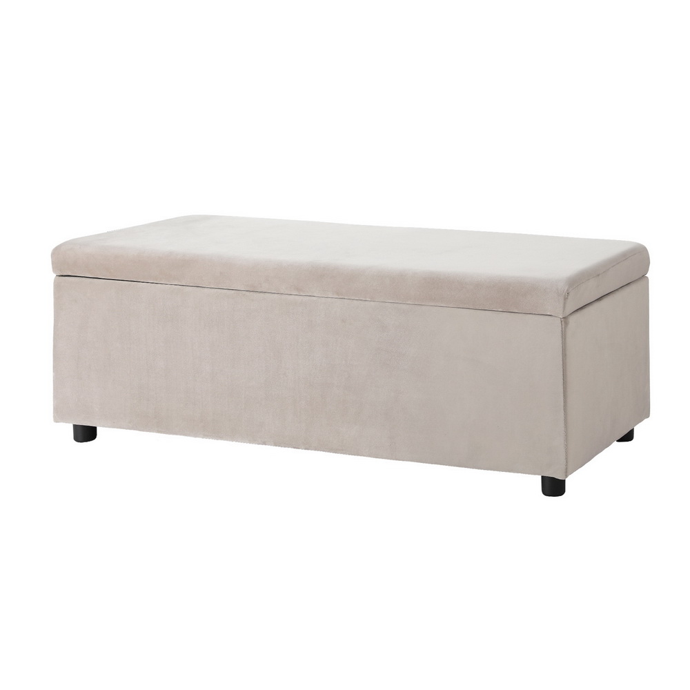 Artiss Storage Ottoman Blanket Box Table 97cm Velvet Taupe - Image 7