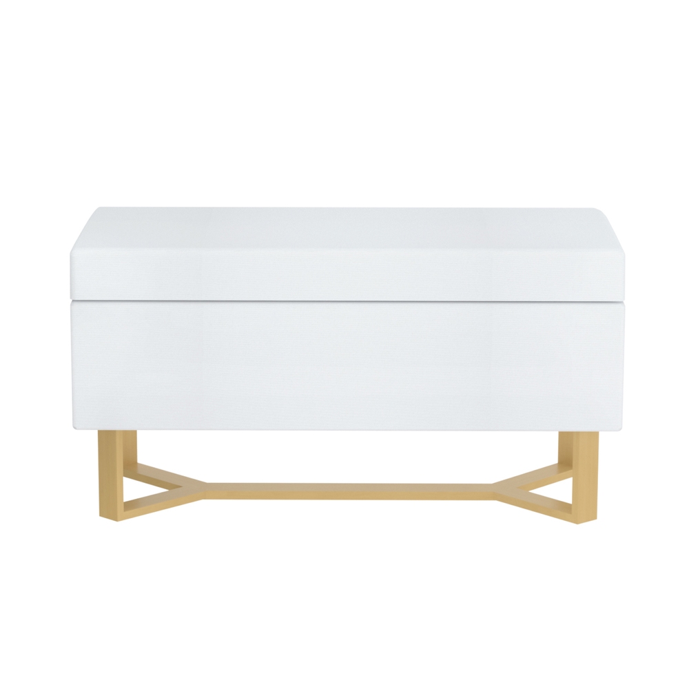 Artiss Storage Ottoman Blanket Box Criss-cross Linen White - Image 3