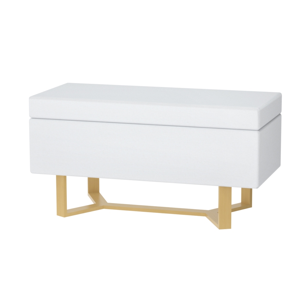 Artiss Storage Ottoman Blanket Box Criss-cross Linen White - Image 7
