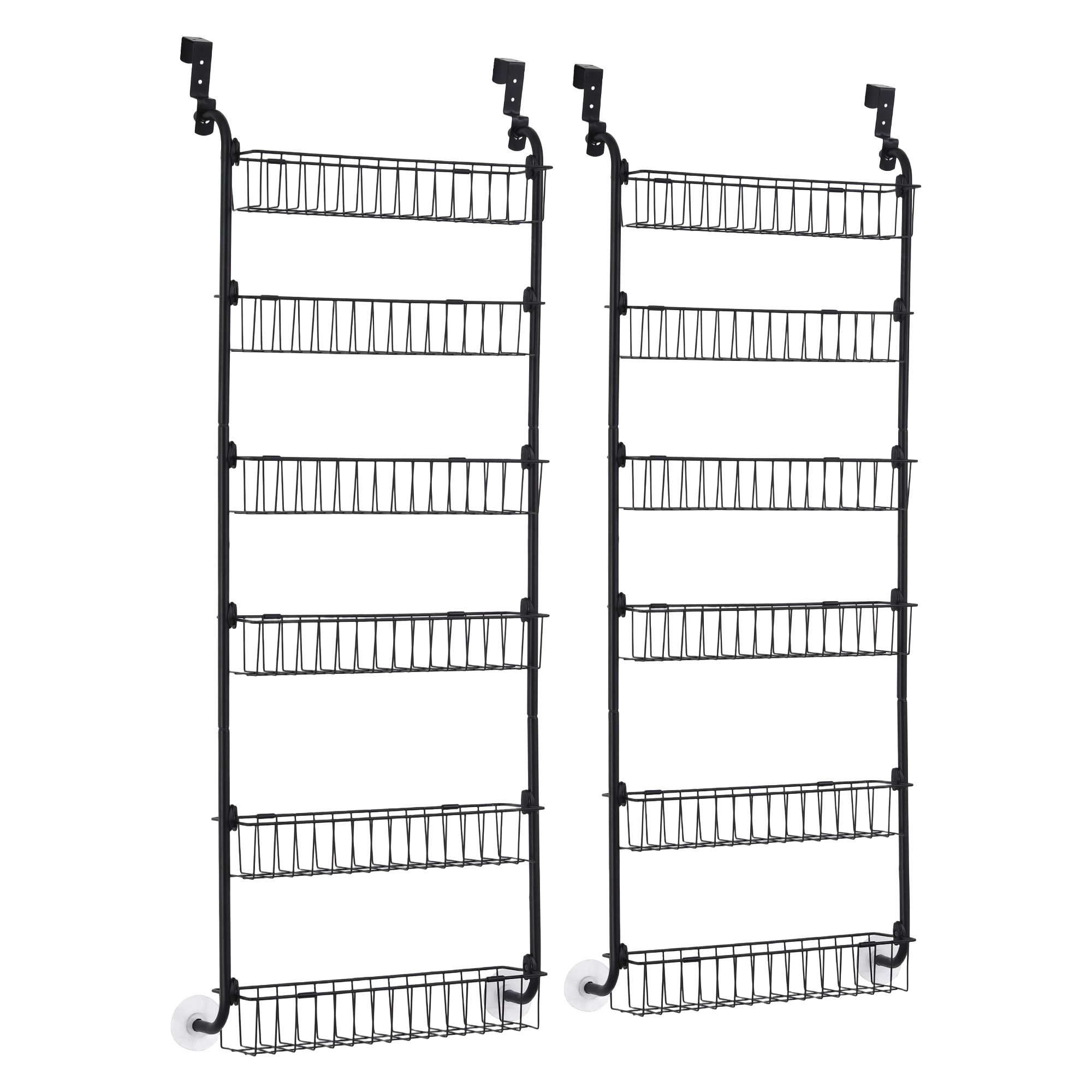 Artiss 2x Over Door Storage Pantry Organiser 6-Tier Metal Hanger Hook Black - Image 1