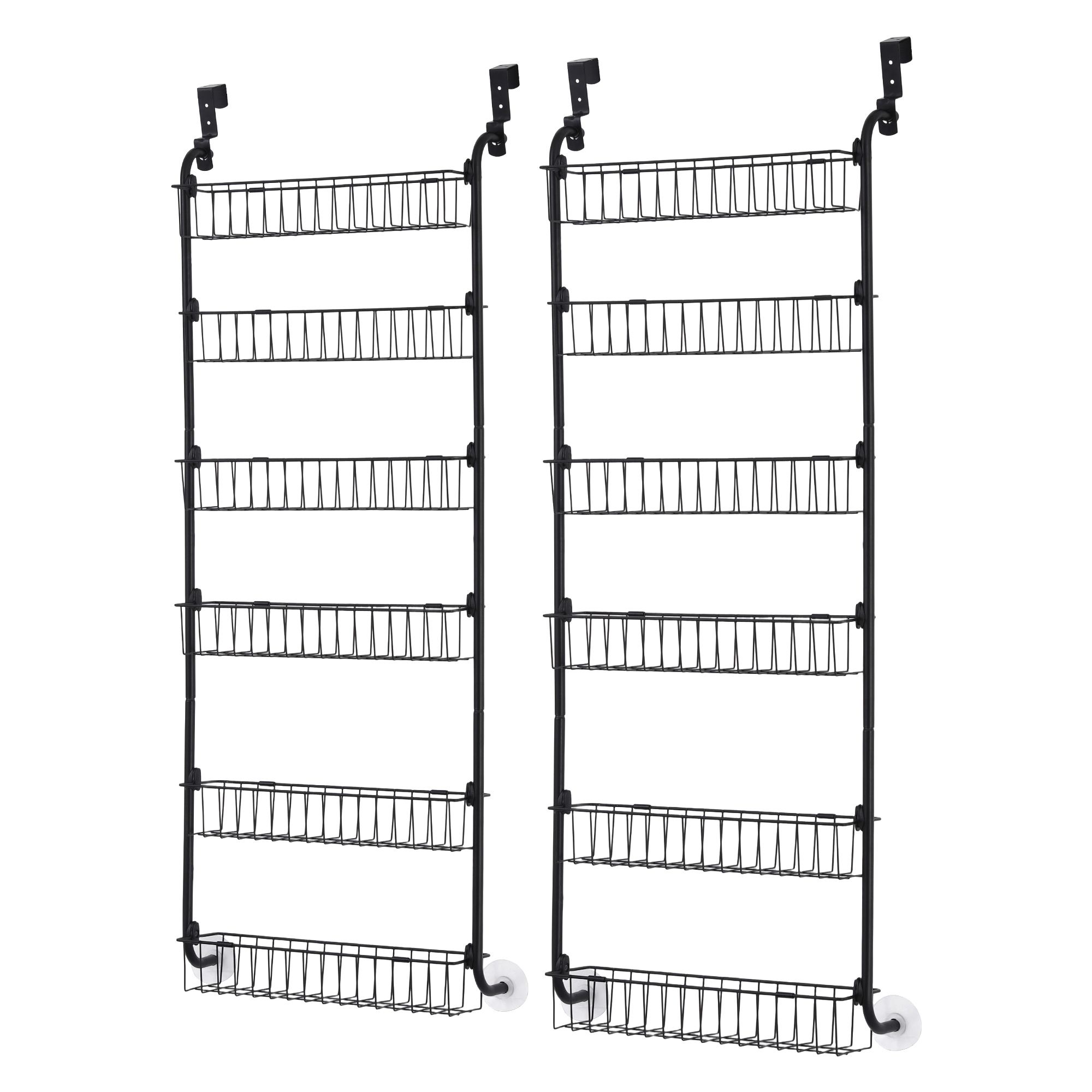 Artiss 2x Over Door Storage Pantry Organiser 6-Tier Metal Hanger Hook Black - Image 3