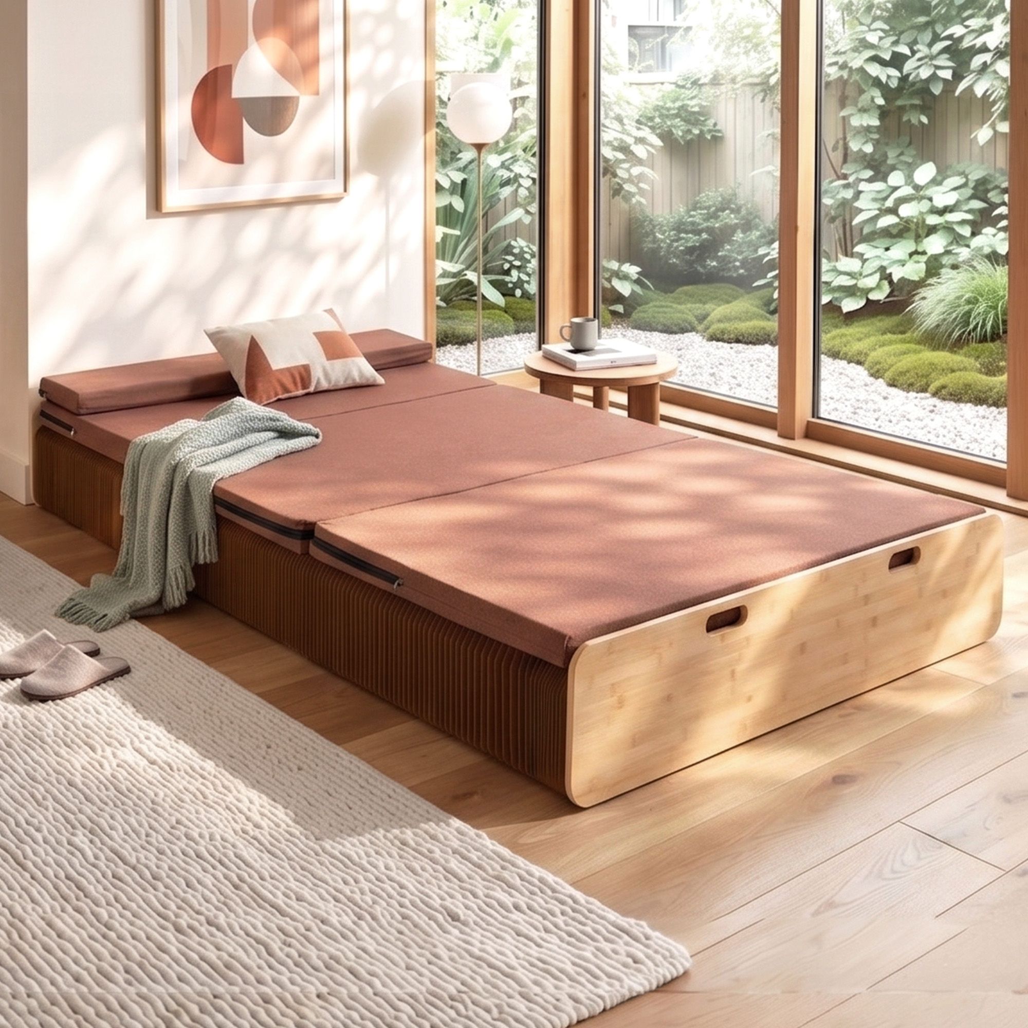 Artiss Folding Kraft Paper Bed Frame with Mattress and Pillow 300kg Capacity 200x120cm - Image 1