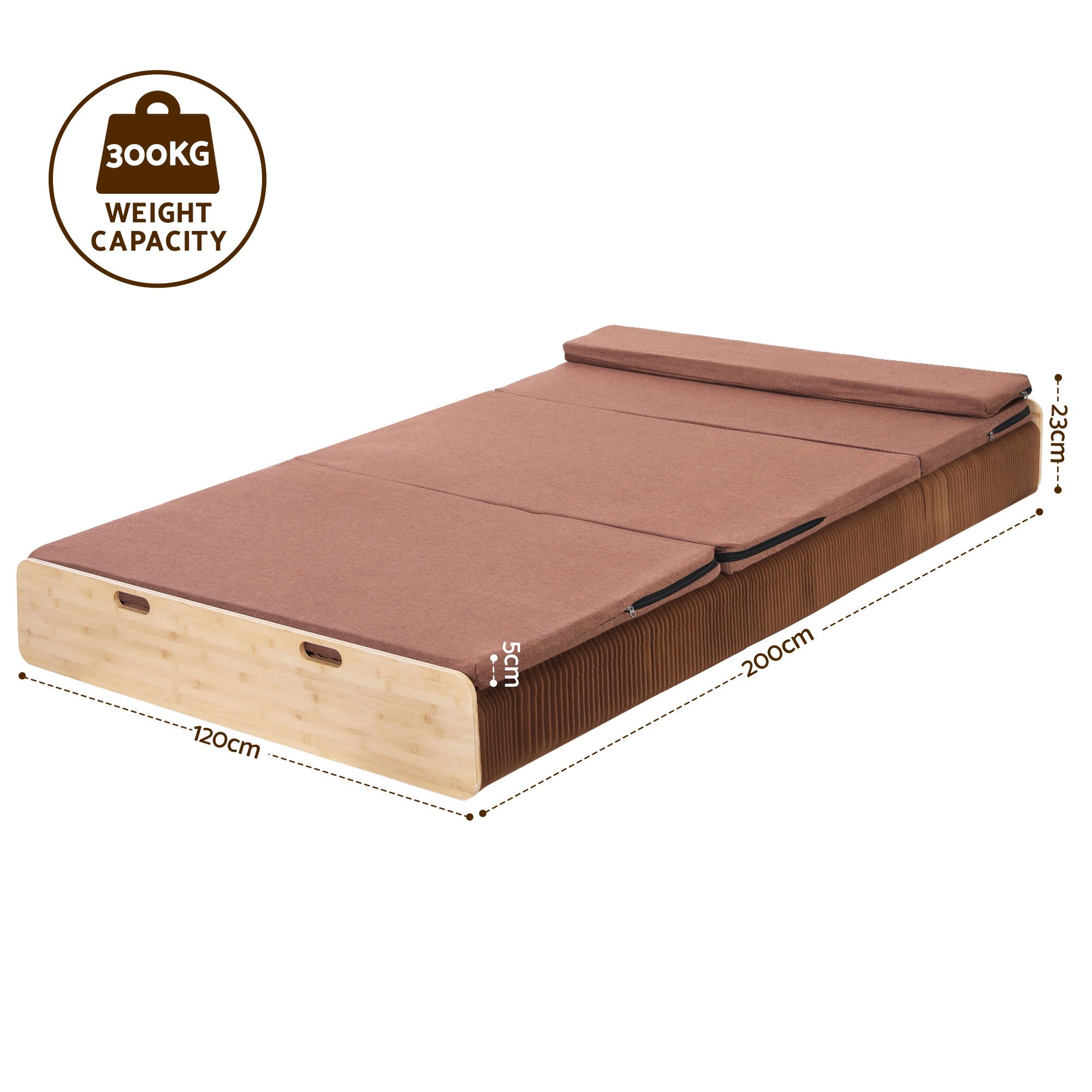 Artiss Folding Kraft Paper Bed Frame with Mattress and Pillow 300kg Capacity 200x120cm - Image 3