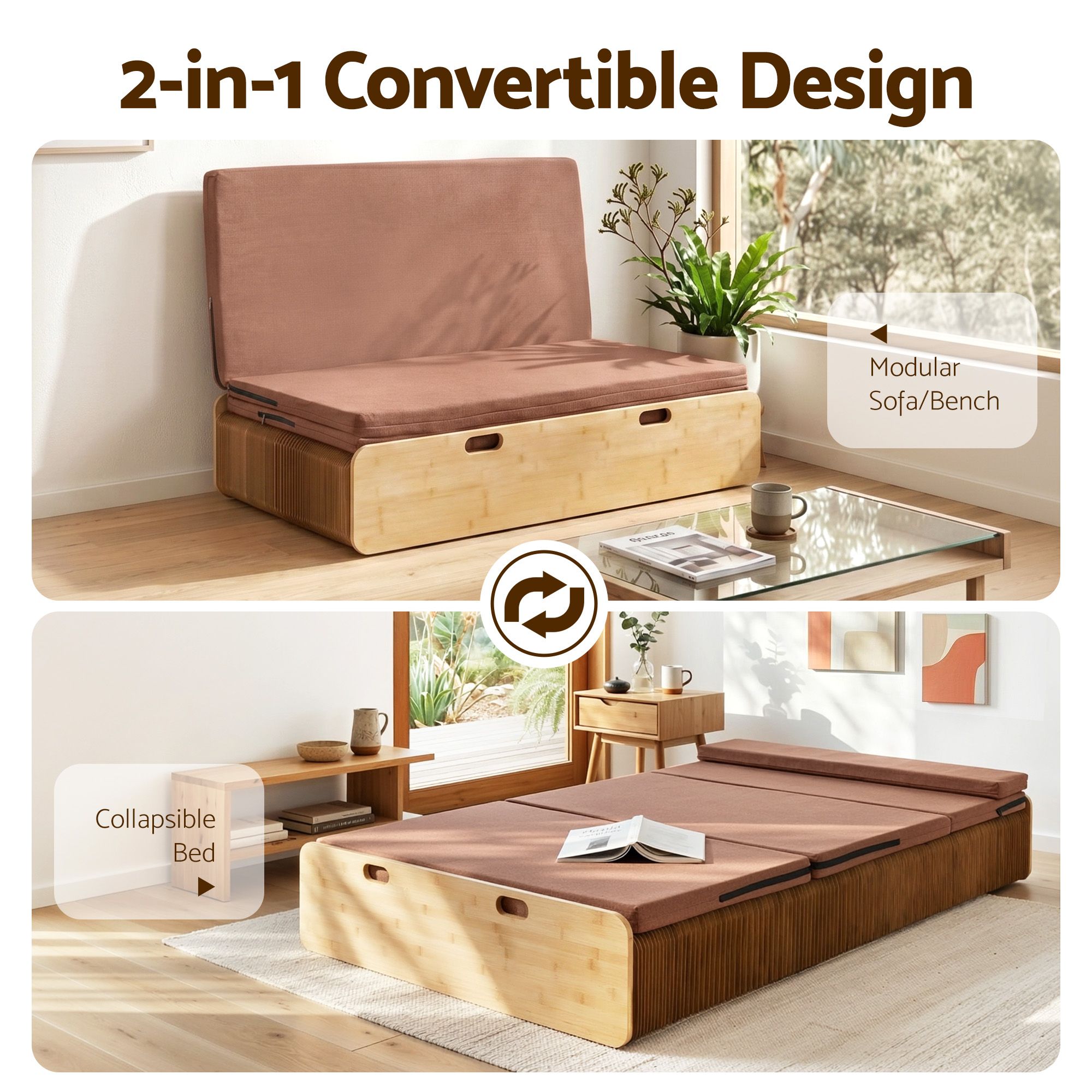 Artiss Folding Kraft Paper Bed Frame with Mattress and Pillow 300kg Capacity 200x120cm - Image 5