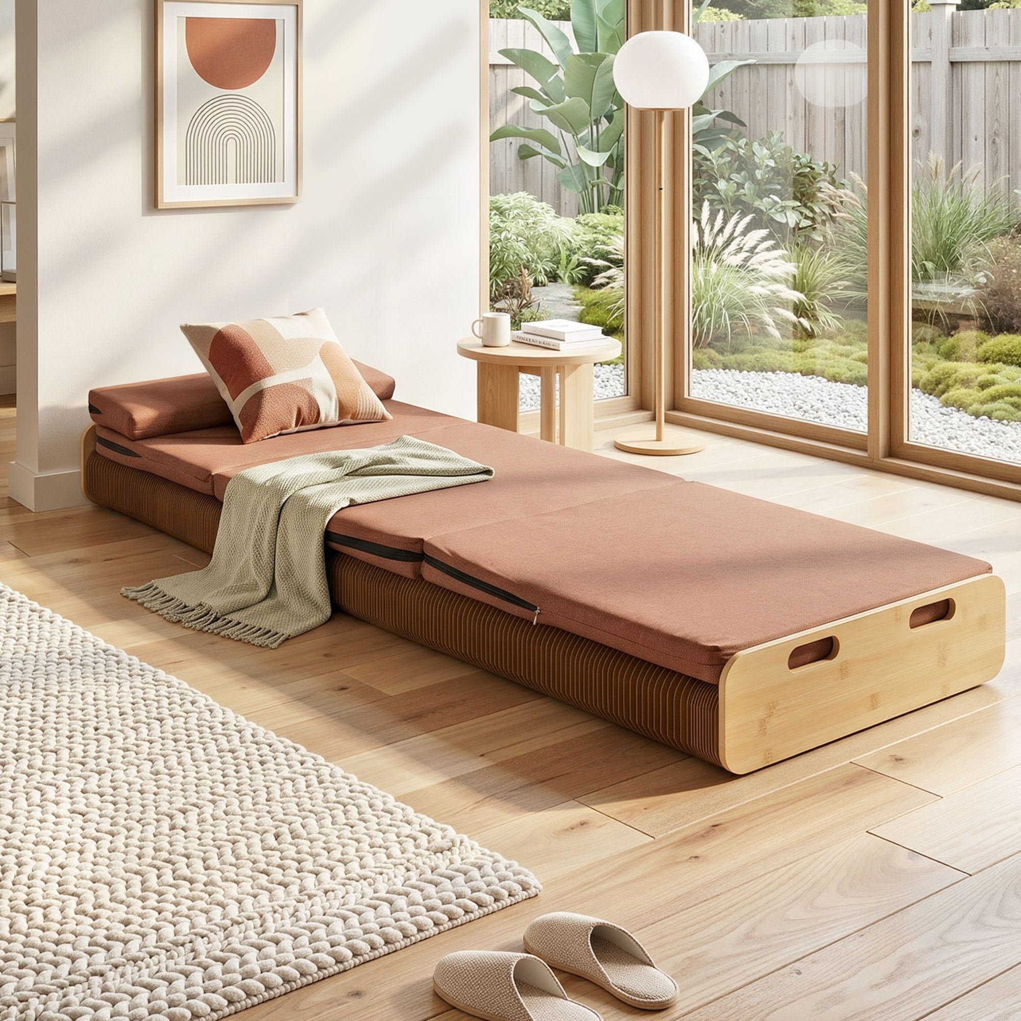 Artiss Folding Kraft Paper Bed Frame with Mattress and Pillow 300kg Capacity 200x60cm - Image 1