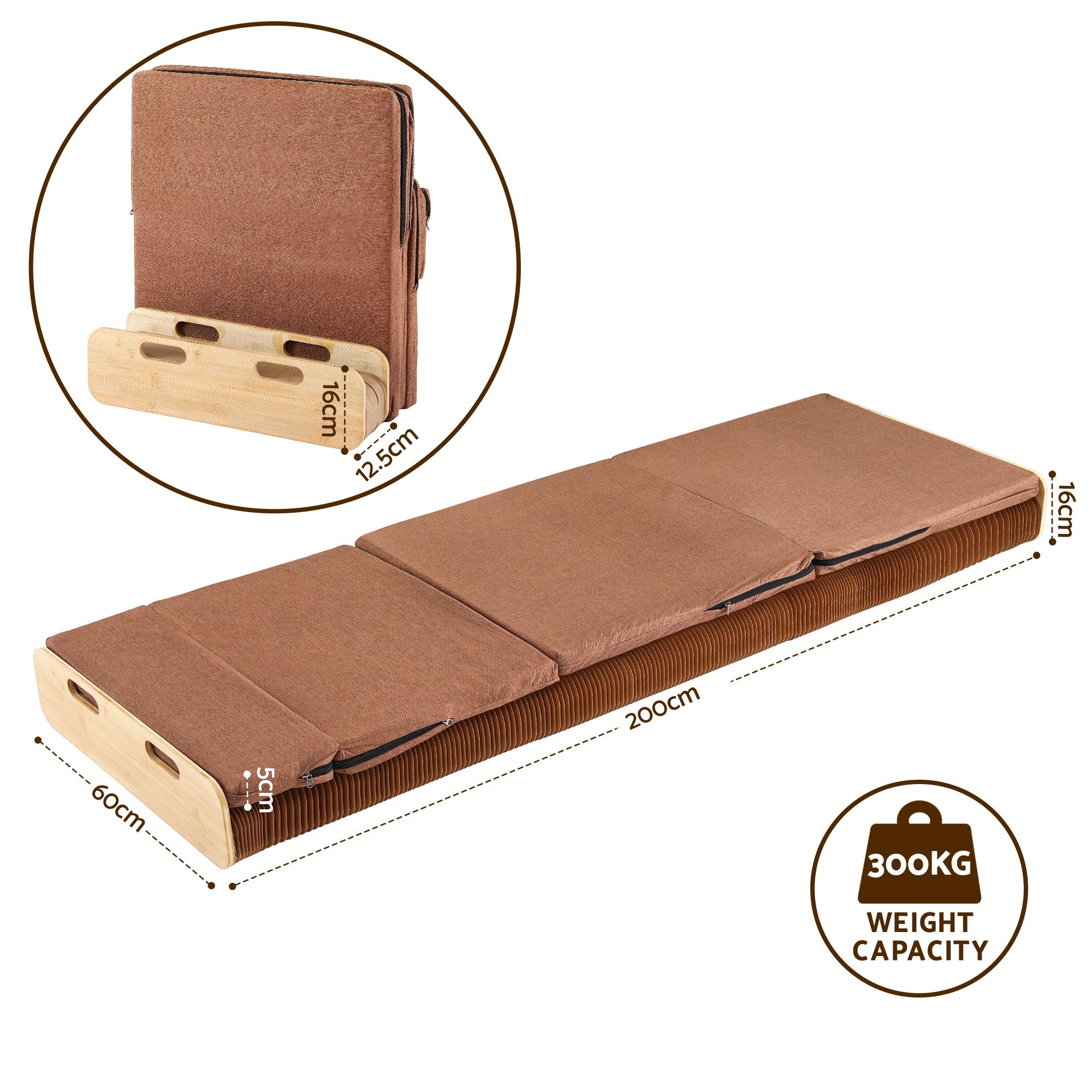 Artiss Folding Kraft Paper Bed Frame with Mattress and Pillow 300kg Capacity 200x60cm - Image 2