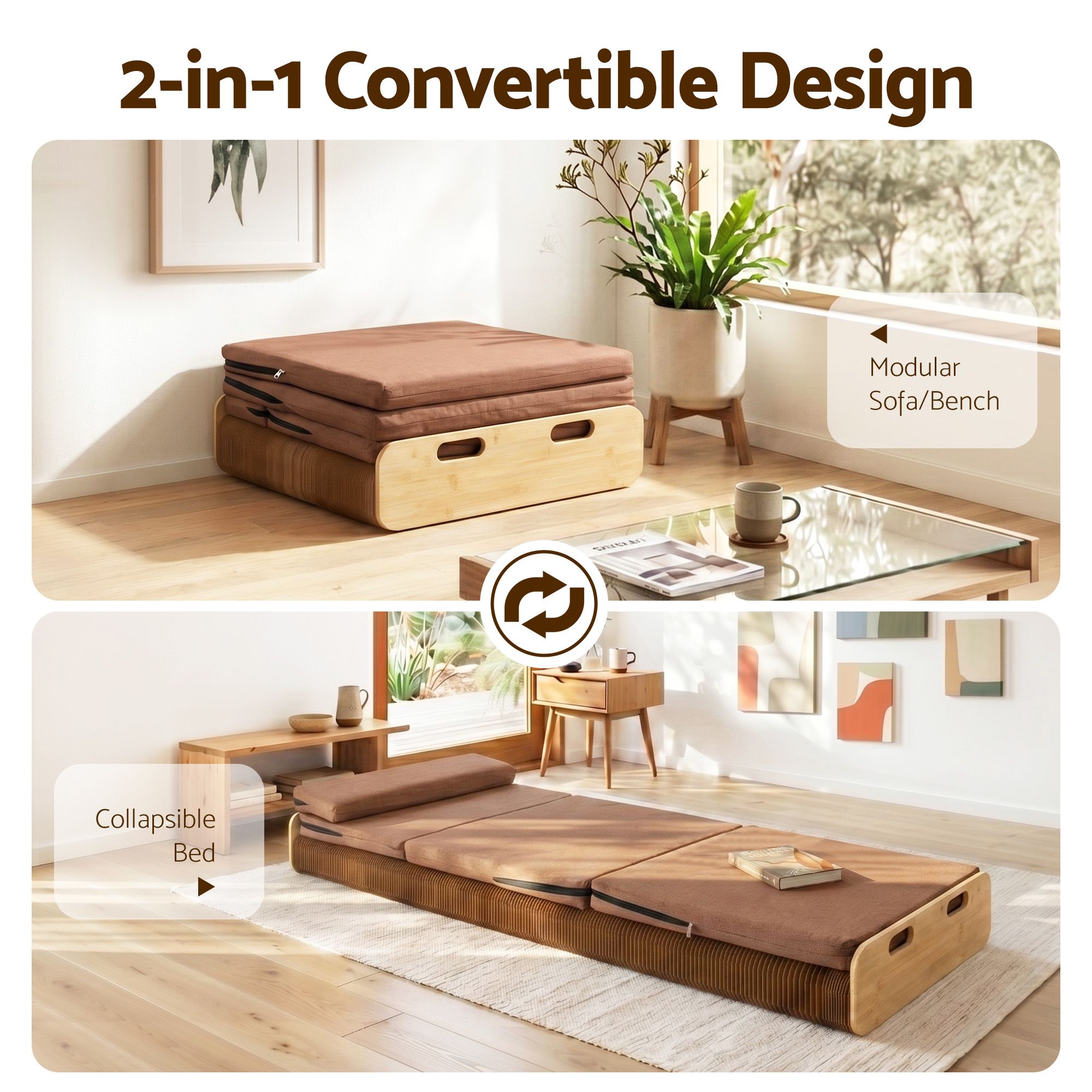 Artiss Folding Kraft Paper Bed Frame with Mattress and Pillow 300kg Capacity 200x60cm - Image 4