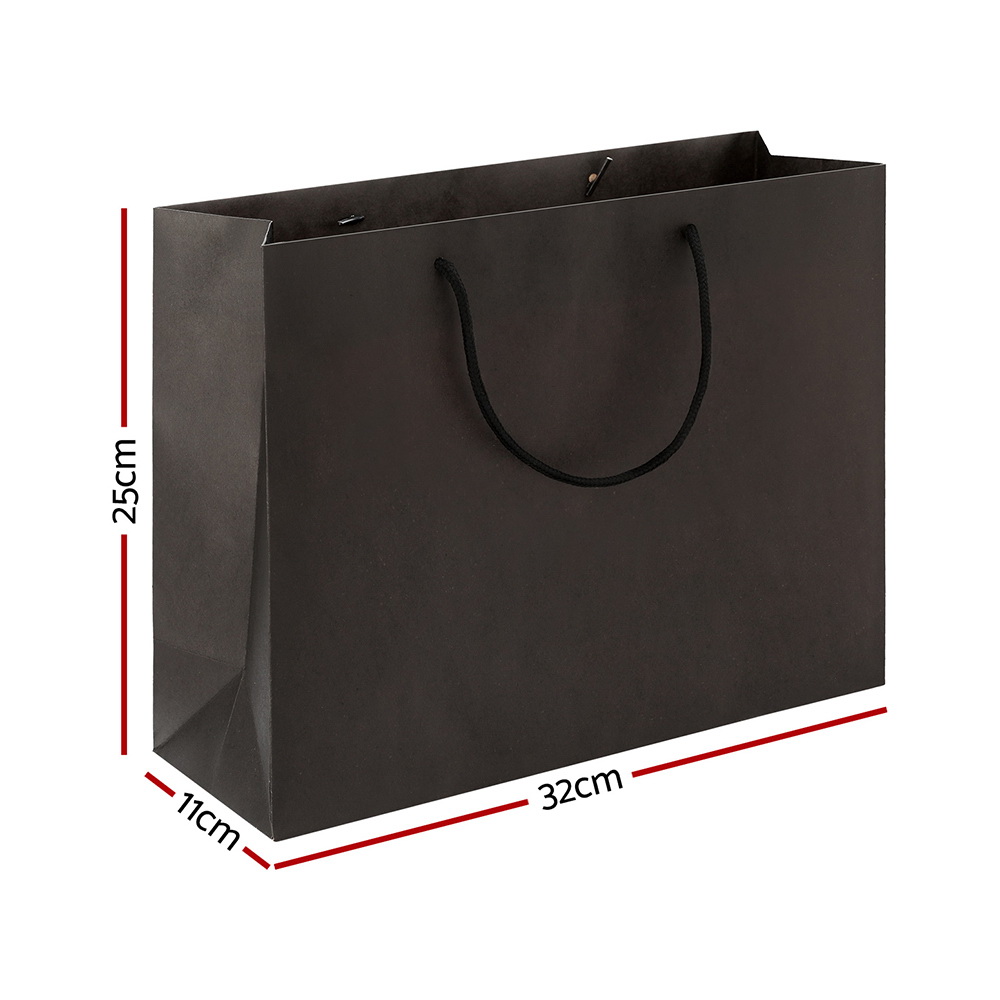 50pcs Bulk Paper Bags Pack Shopping Retail Gift Bag Reusable Fabric Handle Black - Image 2