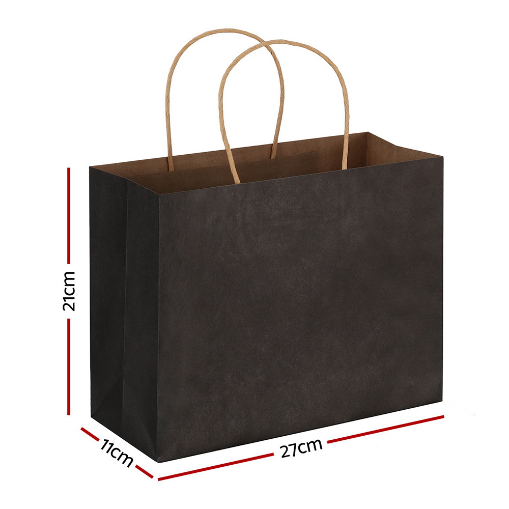50pcs Bulk Paper Bags Pack Shopping Retail Gift Bags Reusable Soft Handle Black - Image 2
