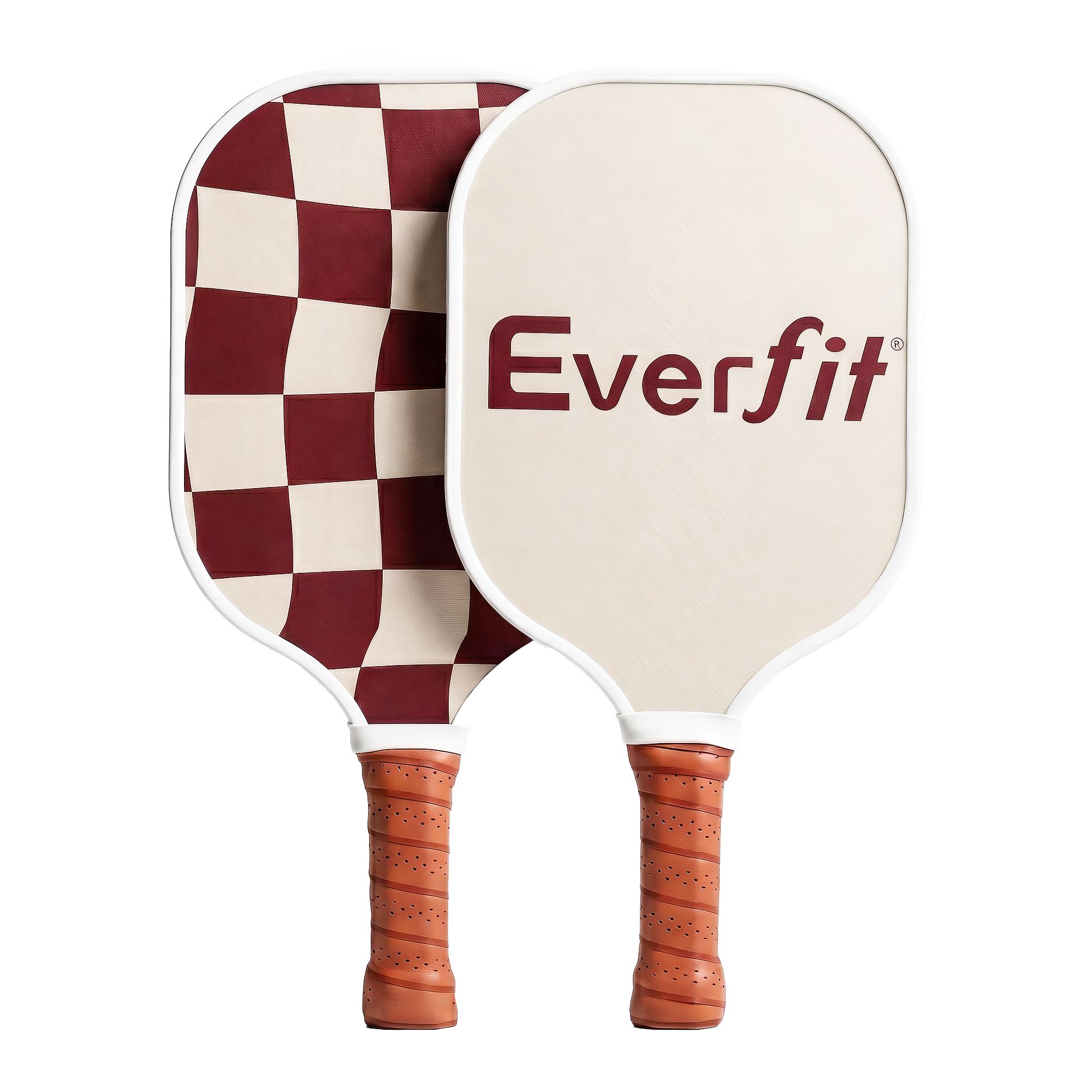 Everfit Pickleball Paddle Set Fibreglass Racquet Honeycomb Core With Bag Brown - Image 1