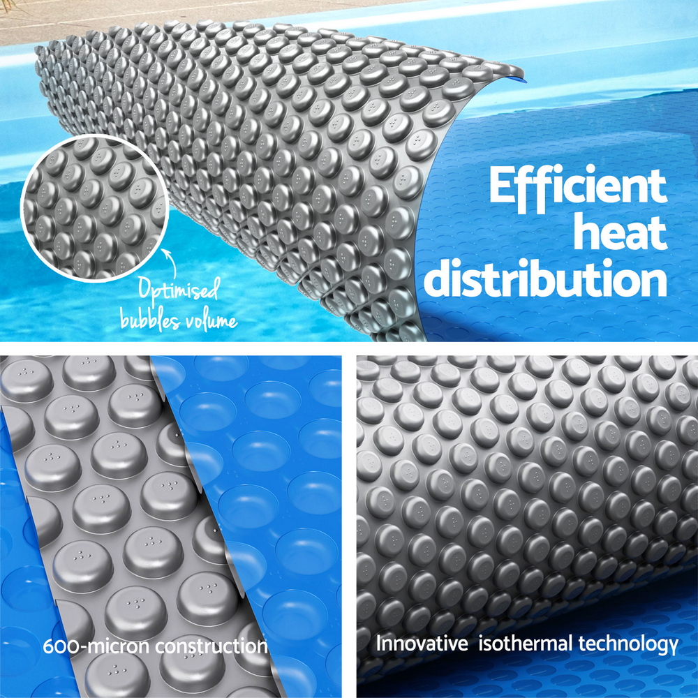 Aqua Buddy Pool Cover 600 Micron Solar Heat Blanket 10.5x4.2m w/ 5.55m Roller Blue - Image 5