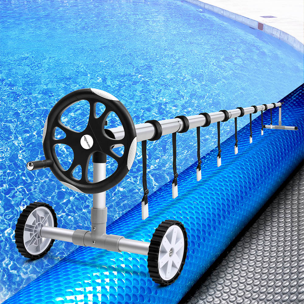 Aqua Buddy Pool Cover 11x6.2m 400 Micron Silver Swimming Pool Solar Blanket 6.55m Roller - Image 1