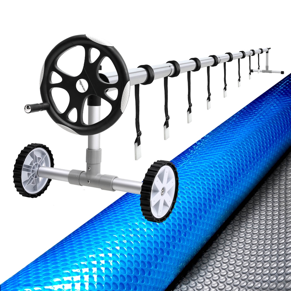 Aqua Buddy Pool Cover 11x6.2m 400 Micron Silver Swimming Pool Solar Blanket 6.55m Roller - Image 7