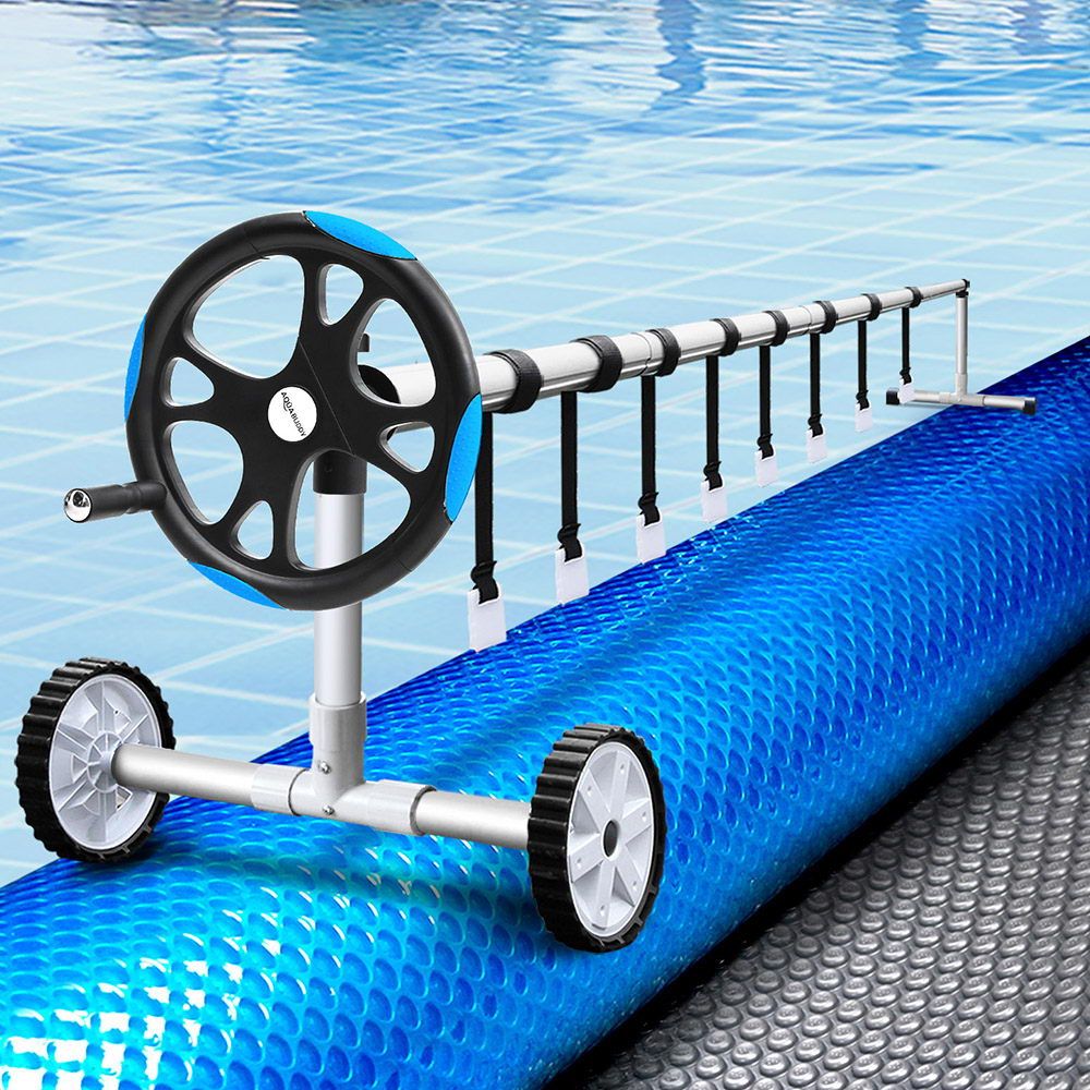 Aquabuddy Pool Cover 8x4.2m 400 Micron Silver Swimming Pool Solar Blanket 5.5m Blue Roller - Image 7