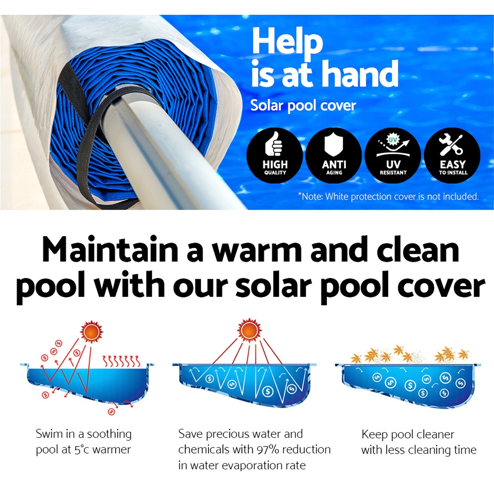 Aquabuddy Pool Cover 9.5x5m 400 Micron Swimming Pool Solar Blanket 5.5m Roller - Image 4
