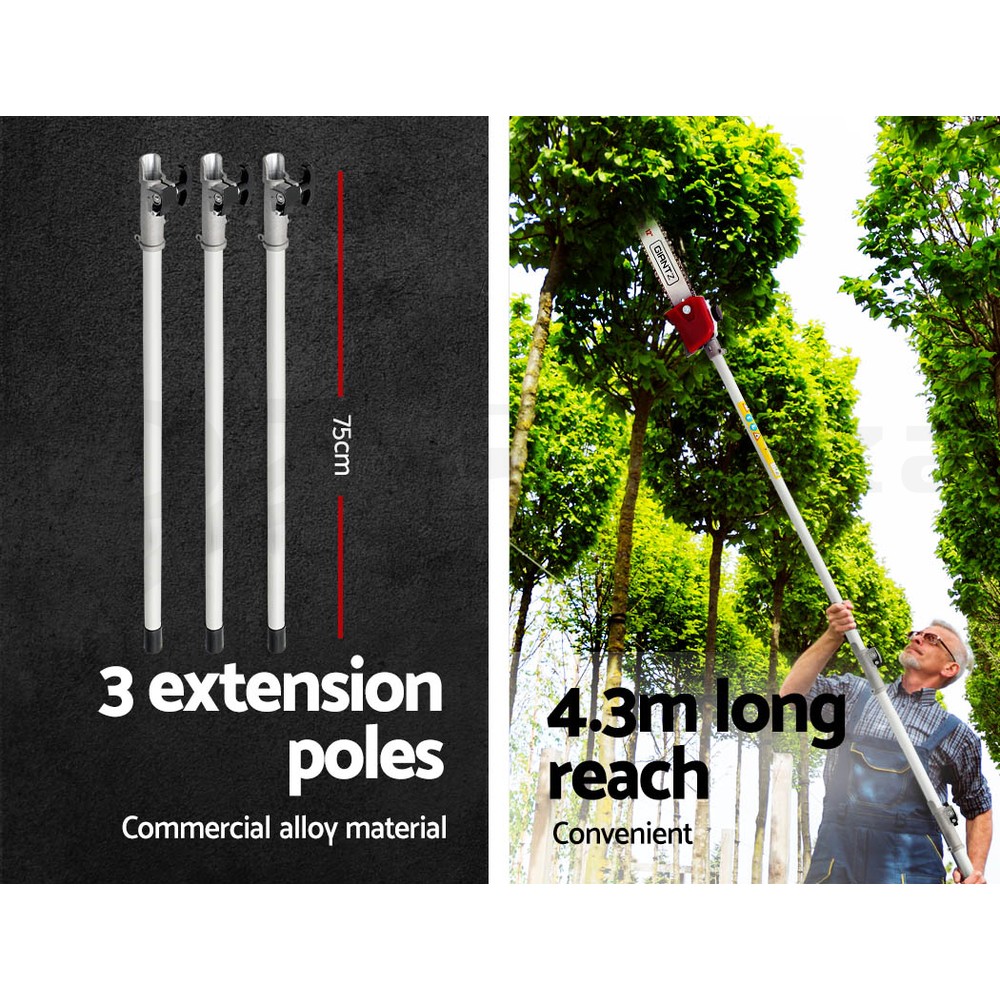 Giantz Pole Chainsaw Petrol 2 Stroke Tree Pruner Long Reach Saw 12 Inch Bar - Image 5