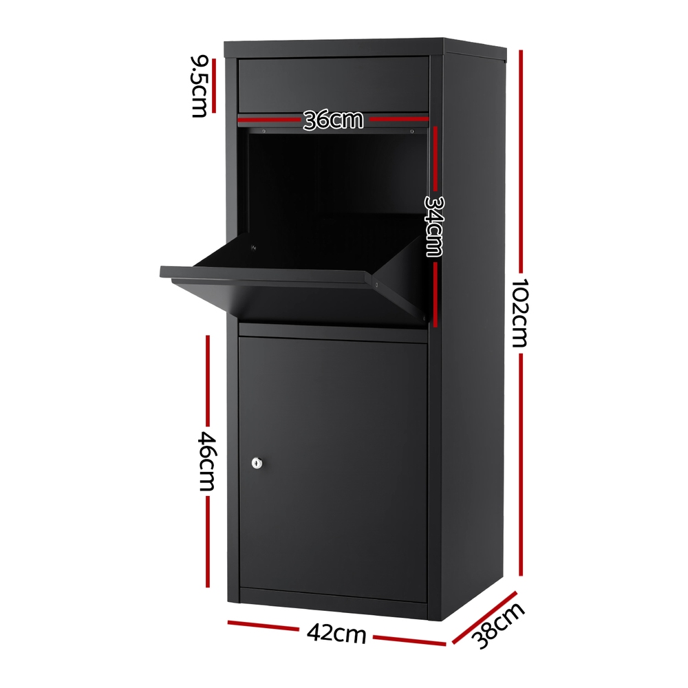 Gardeon Parcel Letterbox Drop Box Package Mailbox Black - Image 2