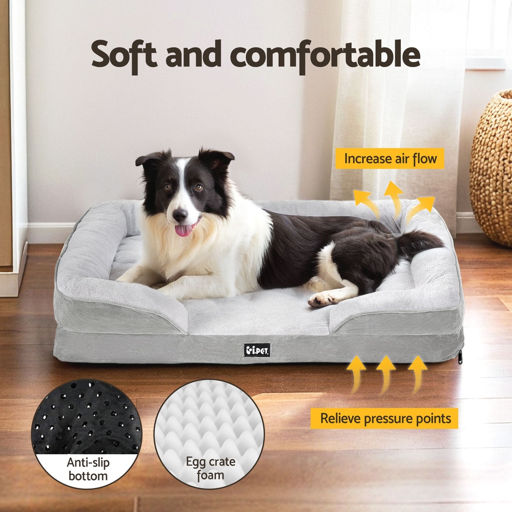 i.Pet Pet Bed Dog Calming Soft Cushion Egg Crate Large Sofa Washable Removable - Image 4
