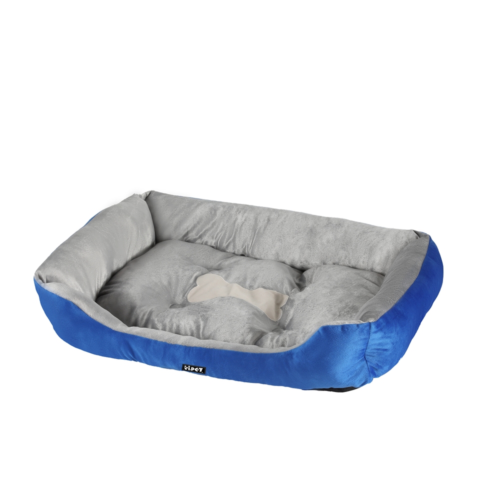 i.Pet Pet Bed Dog Cat Calming Soft Mat Sleeping Comfy Plush Cave Washable Blue - Image 1