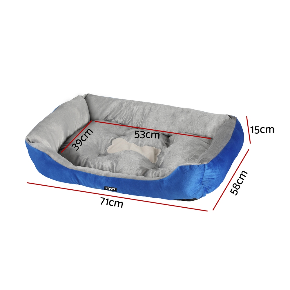 i.Pet Pet Bed Dog Cat Calming Soft Mat Sleeping Comfy Plush Cave Washable Blue - Image 2