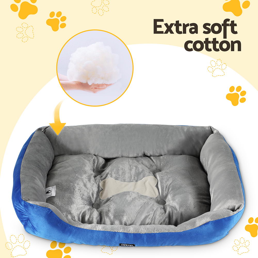 i.Pet Pet Bed Dog Cat Calming Soft Mat Sleeping Comfy Plush Cave Washable Blue - Image 4