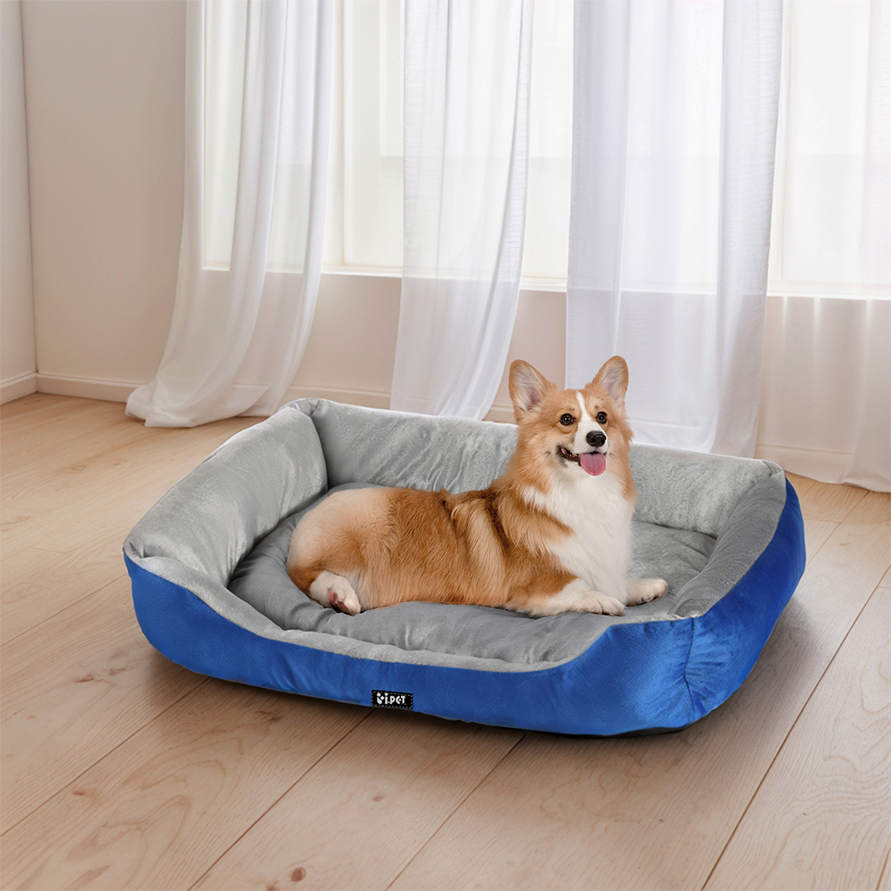 i.Pet Pet Bed Dog Cat Calming Soft Mat Sleeping Comfy Plush Cave Washable Blue - Image 7