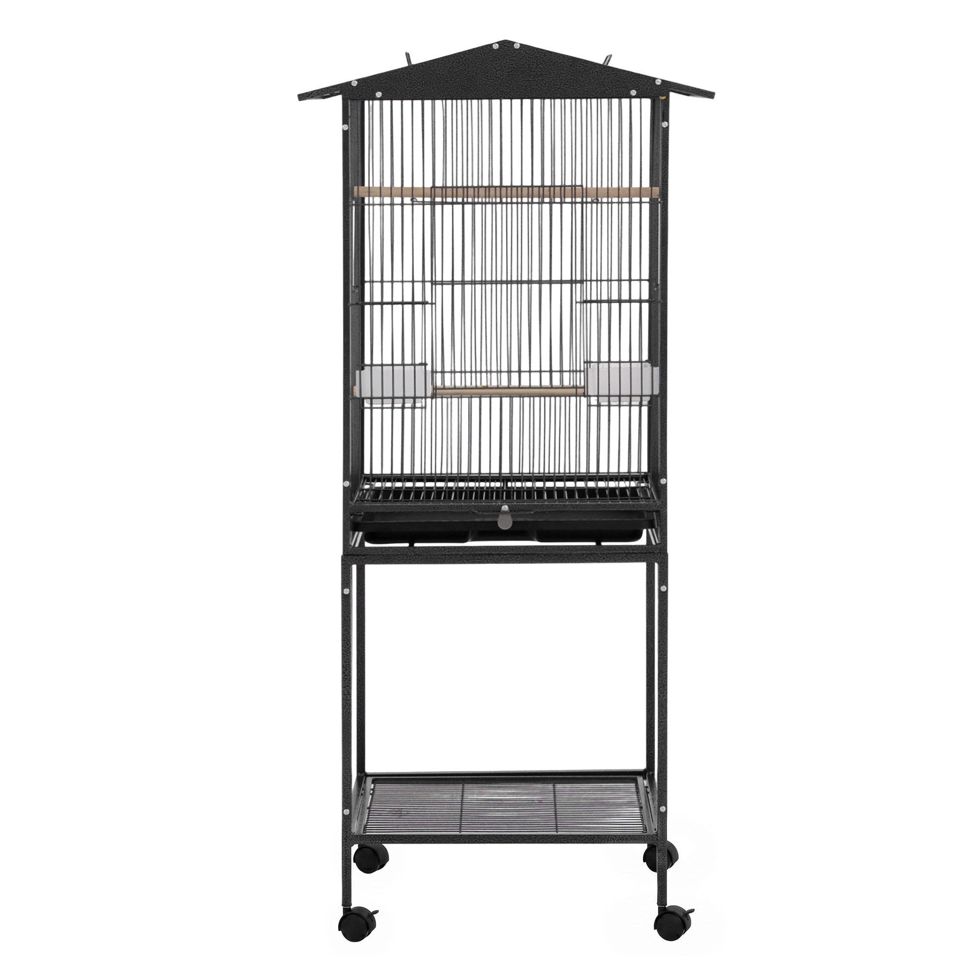 i.Pet 136cm Bird Cage Aviary Open Top Parrot Budgie Stand Wheels Black - Image 3