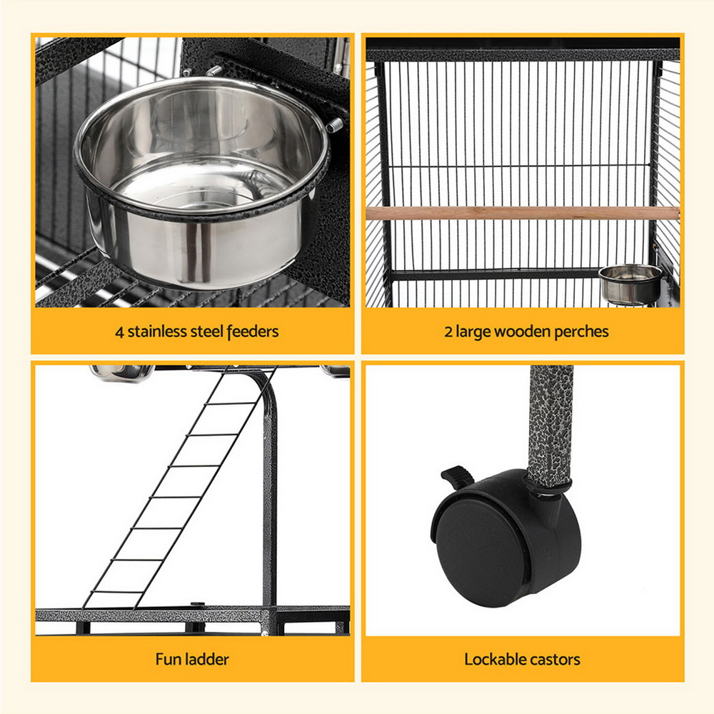 i.Pet Bird Cage Large Cages 155cm Parrot Aviary Stand-Alone Budgie Wheels Castor - Image 6