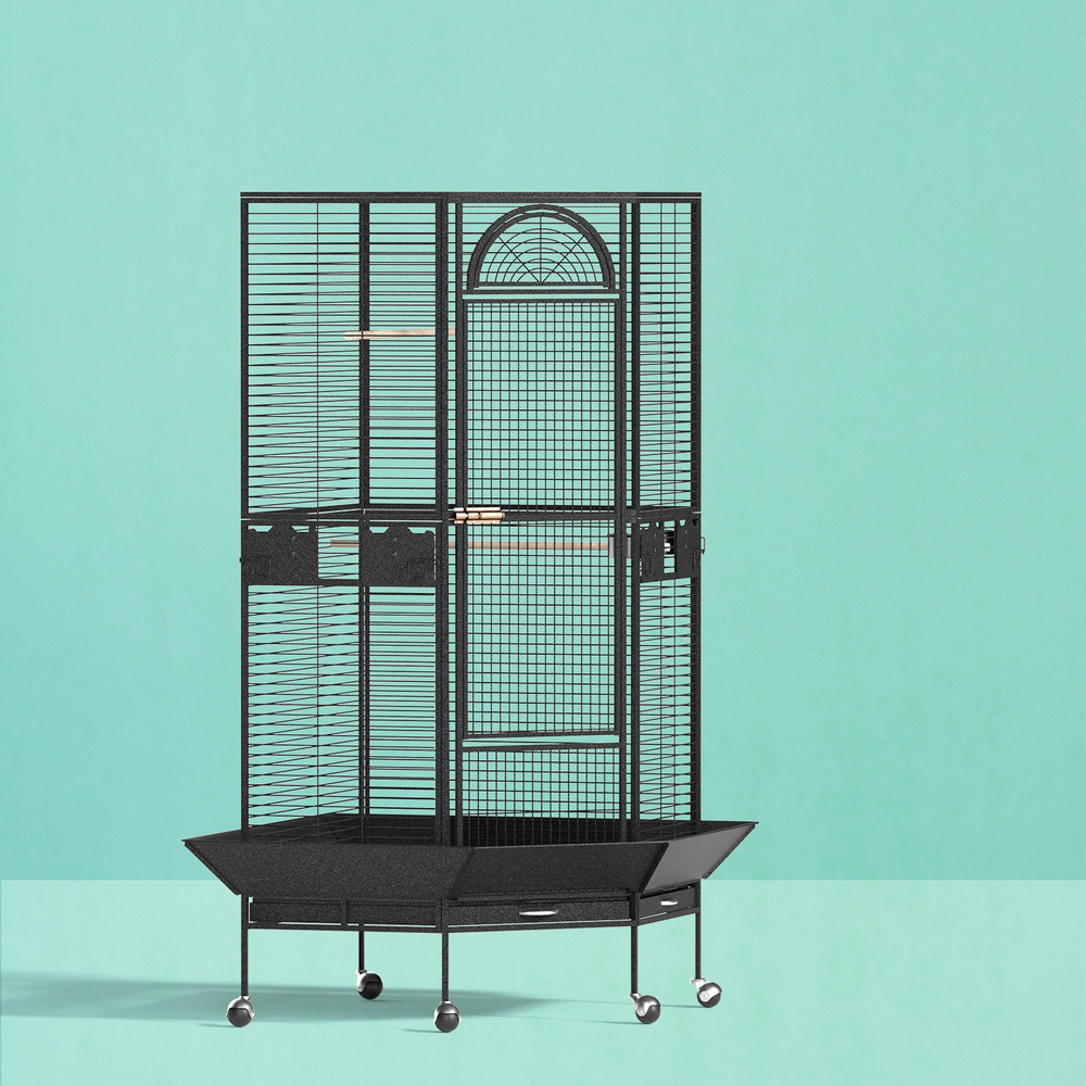 i.Pet Bird Cage Large Jumbo Aviary Budgie Perch Cage Parrot Stand Wheels Corner - Image 1