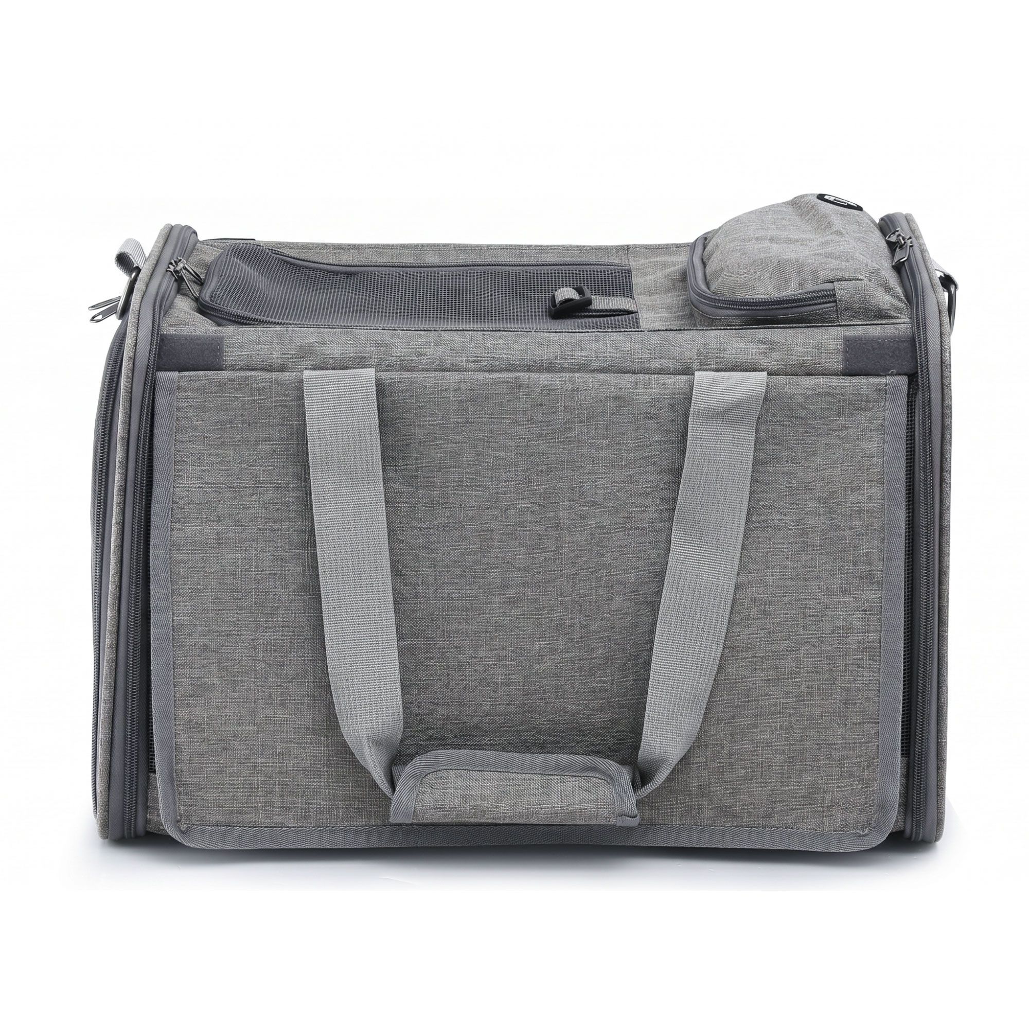 i.Pet Pet Carrier Bag Foldable Dog Cat Durable Crate Travel Cage Portable Car Kennel Grey - Image 3