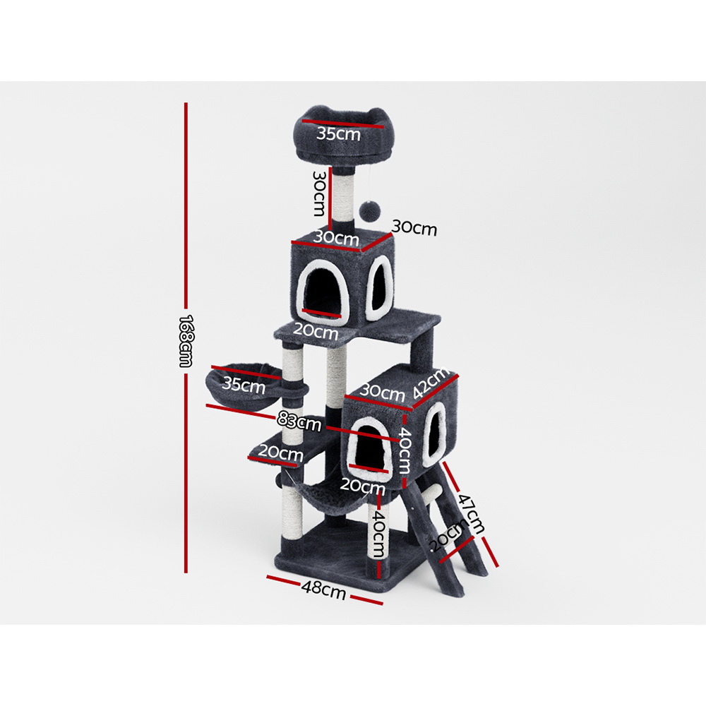 i.Pet Cat Tree 168cm Tower Scratching Post Scratcher Condo House Hanging Toy Bed - Image 2