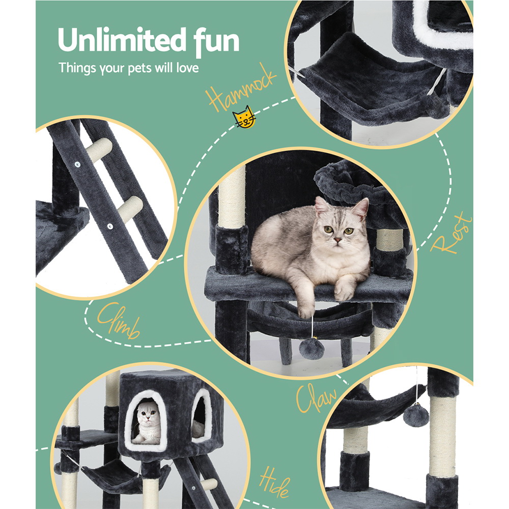 i.Pet Cat Tree 168cm Tower Scratching Post Scratcher Condo House Hanging Toy Bed - Image 6