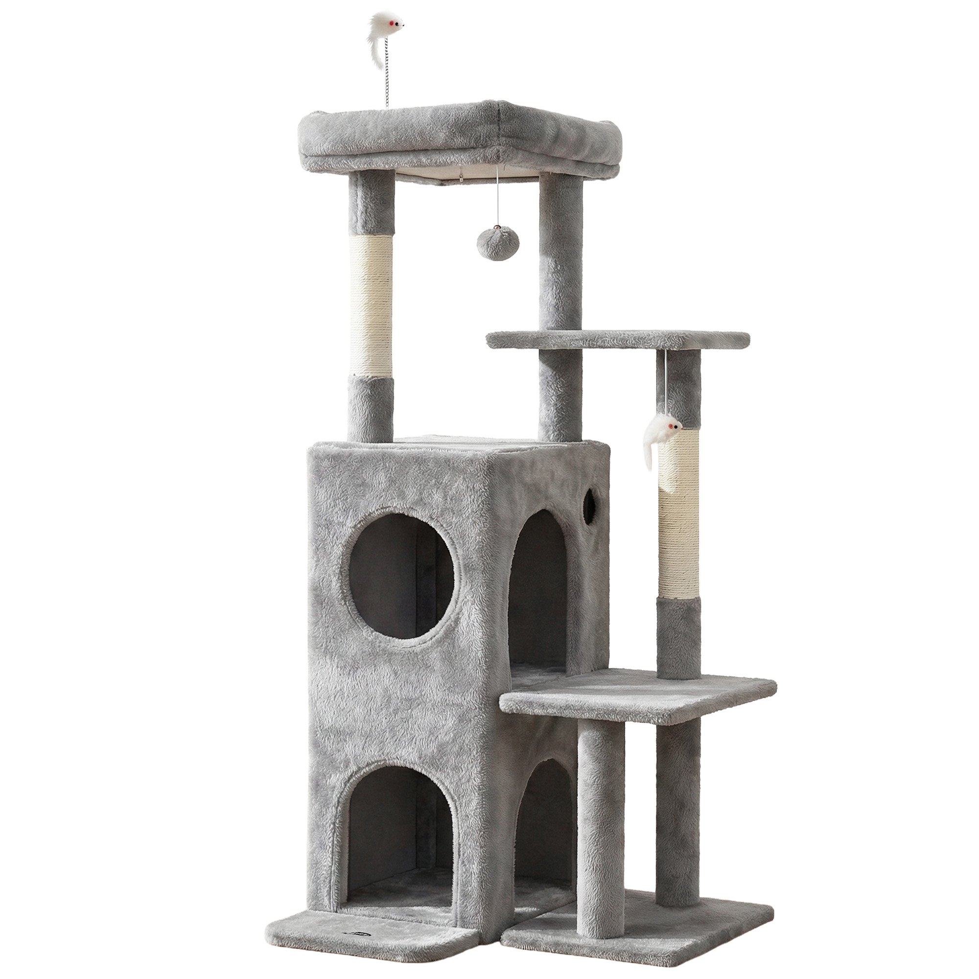 i.Pet Cat Tree Tower 127cm Scratching Post Furniture Scratcher House Light Grey - Image 1