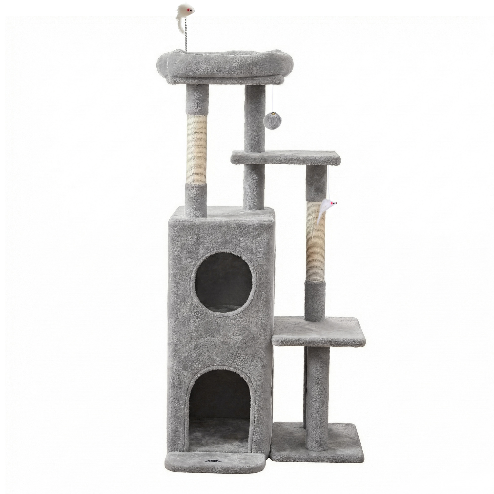 i.Pet Cat Tree Tower 127cm Scratching Post Furniture Scratcher House Light Grey - Image 3